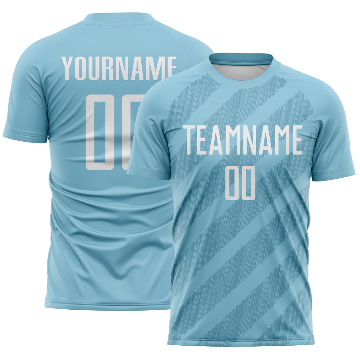 Custom Shadow Blue-White Diagonal Stripes Sublimation Soccer Uniform Jersey