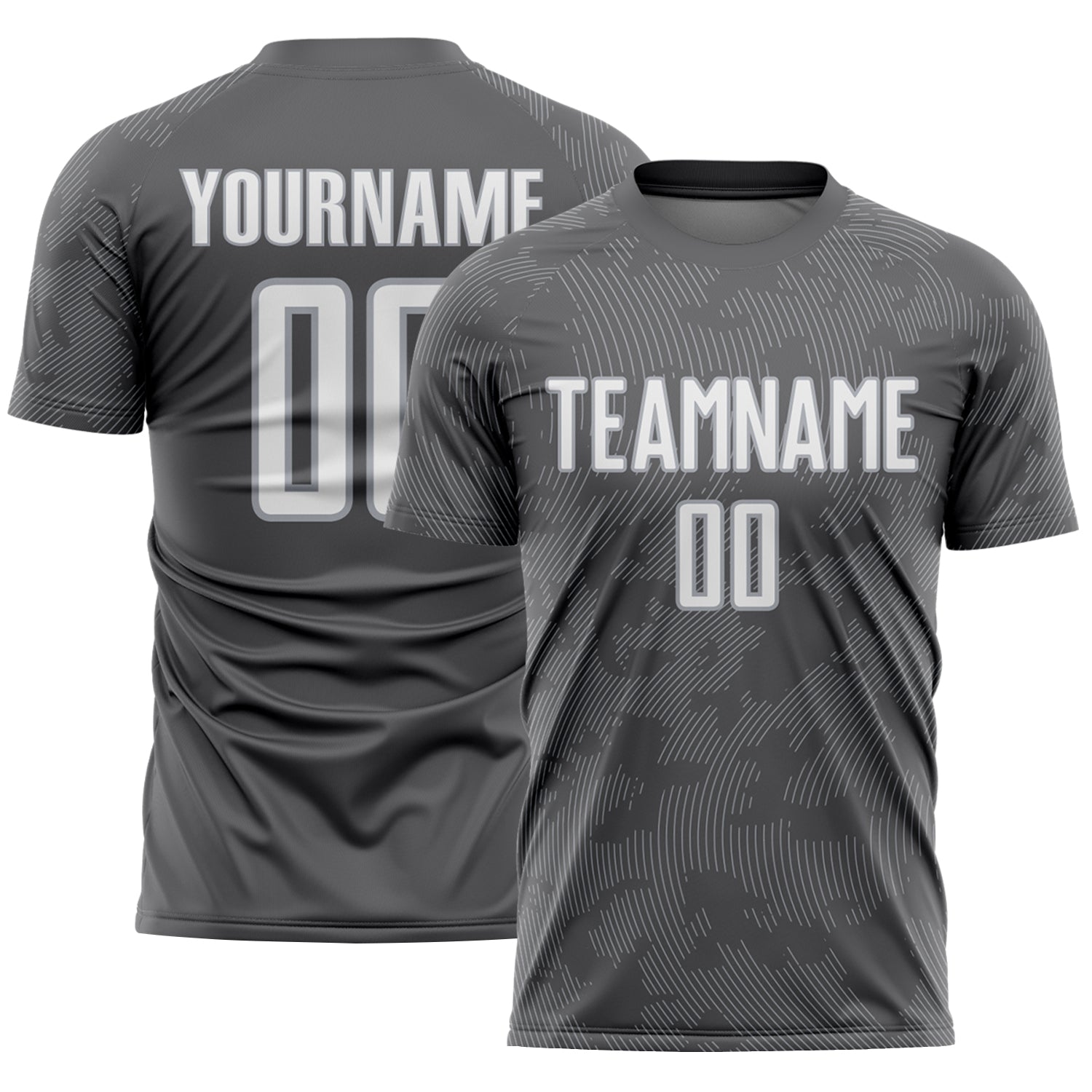 Custom Steel Gray White-Gray Curve Lines Sublimation Soccer Uniform Jersey