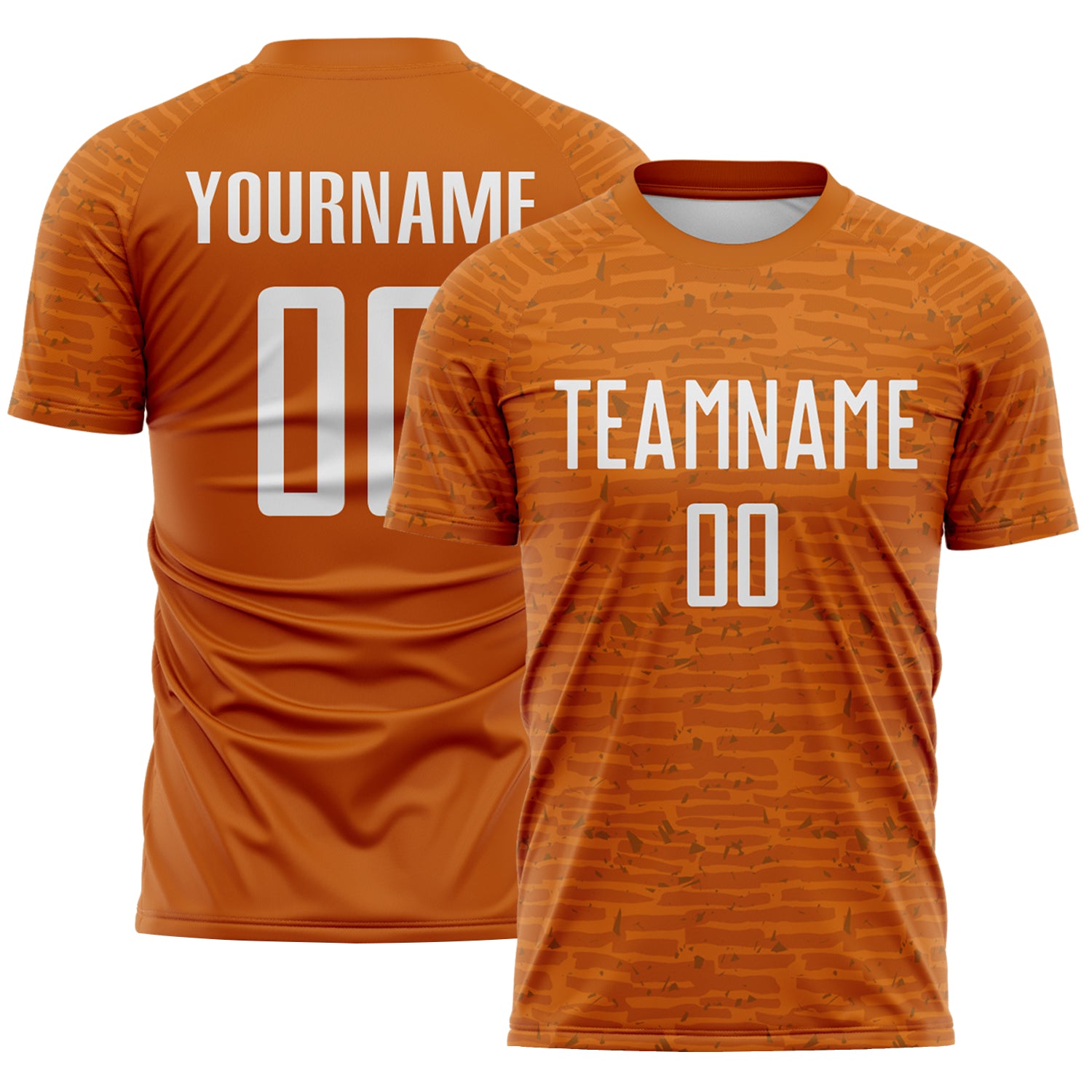 Custom Texas Orange-White Distressed Fragment Brush Stroke Sublimation Soccer Uniform Jersey