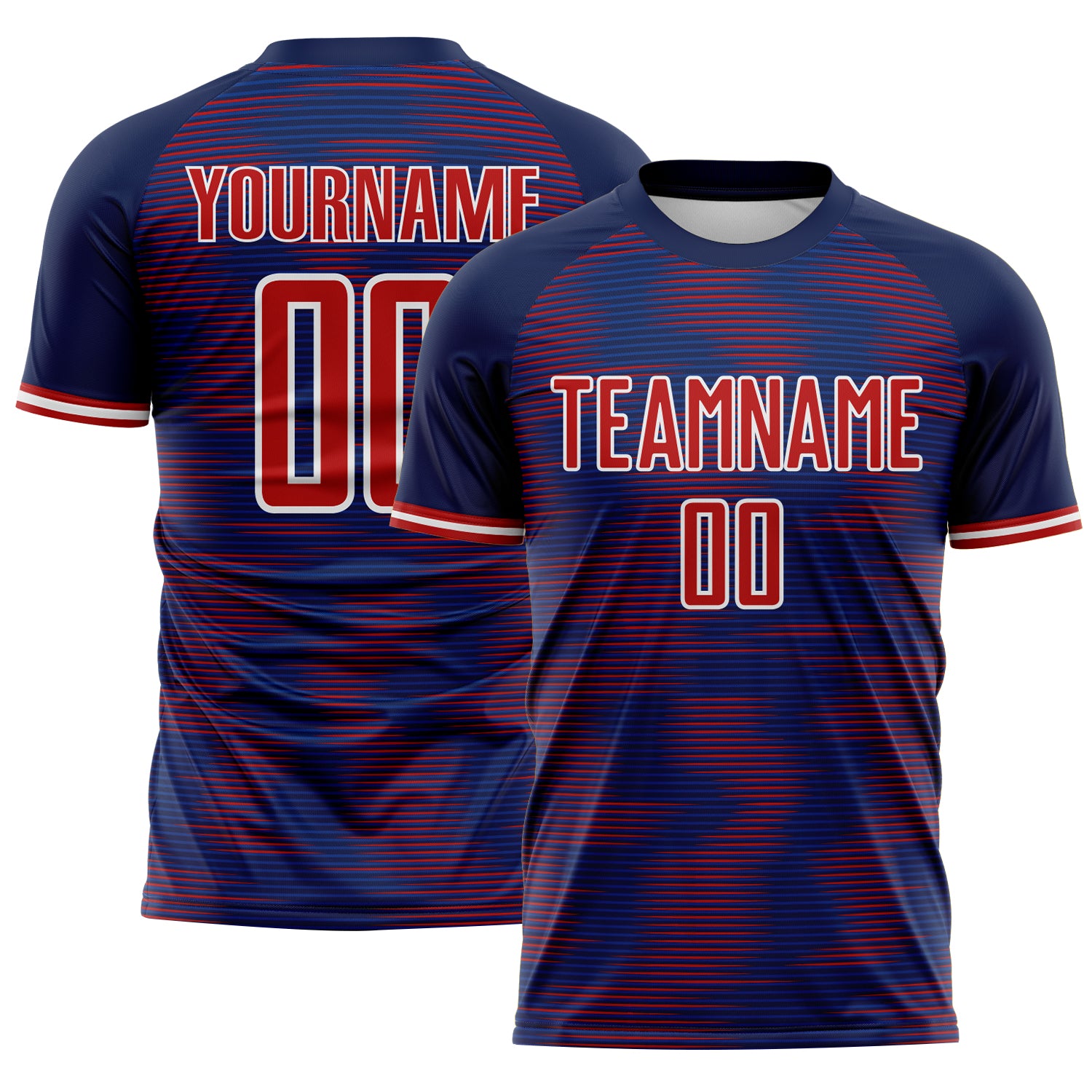 Custom US Navy Blue Red-White USA Style Patriotic Gradient Pinstripe Sublimation Soccer Uniform Jersey