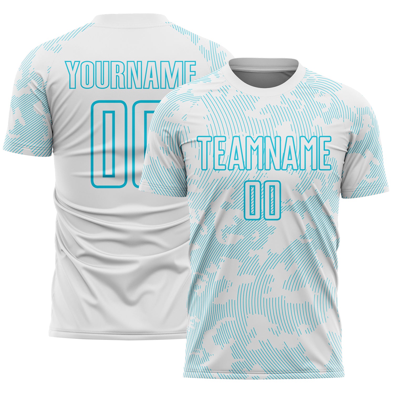 Custom White-Lakes Blue Curve Lines Sublimation Soccer Uniform Jersey