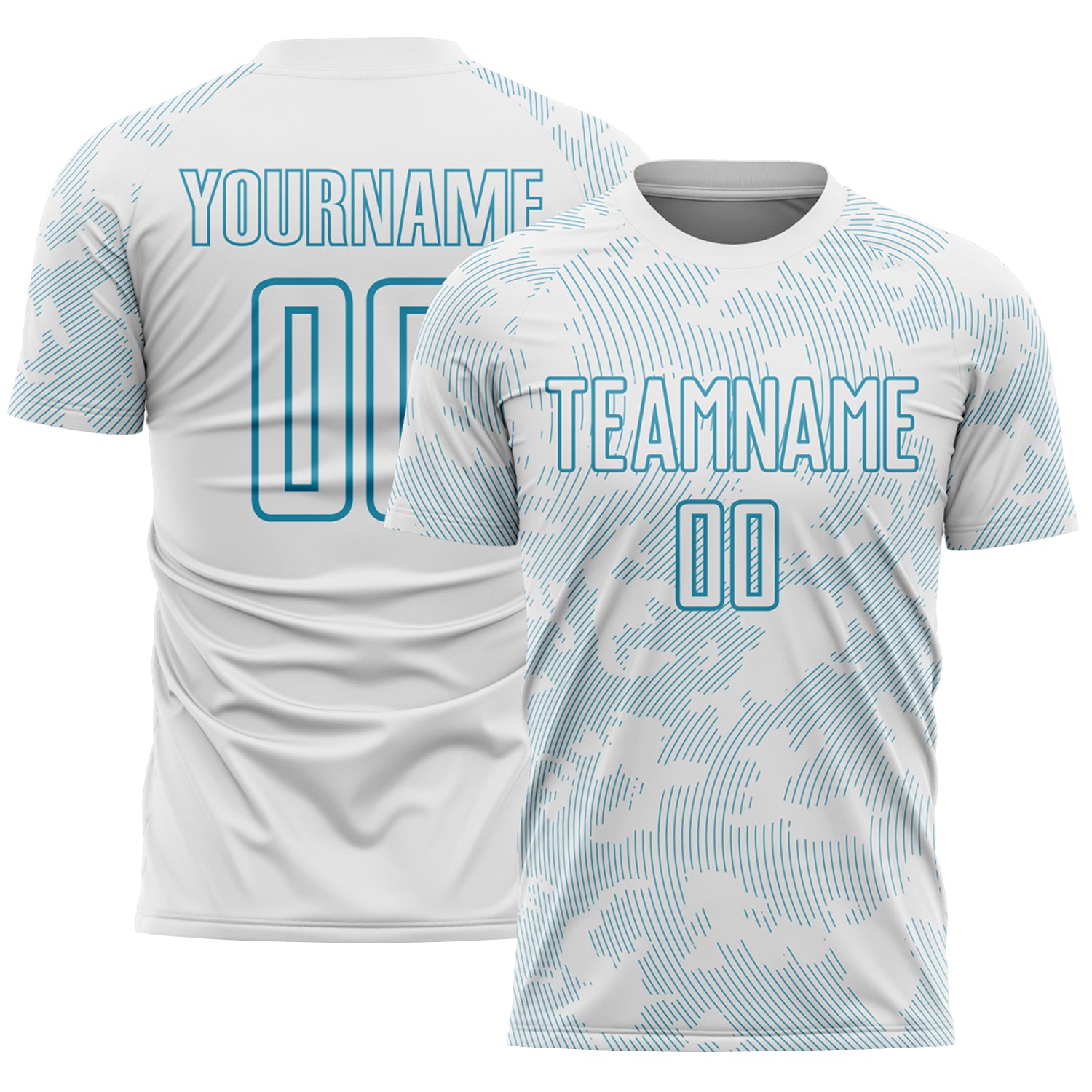 Custom White-Panther Blue Curve Lines Sublimation Soccer Uniform Jersey