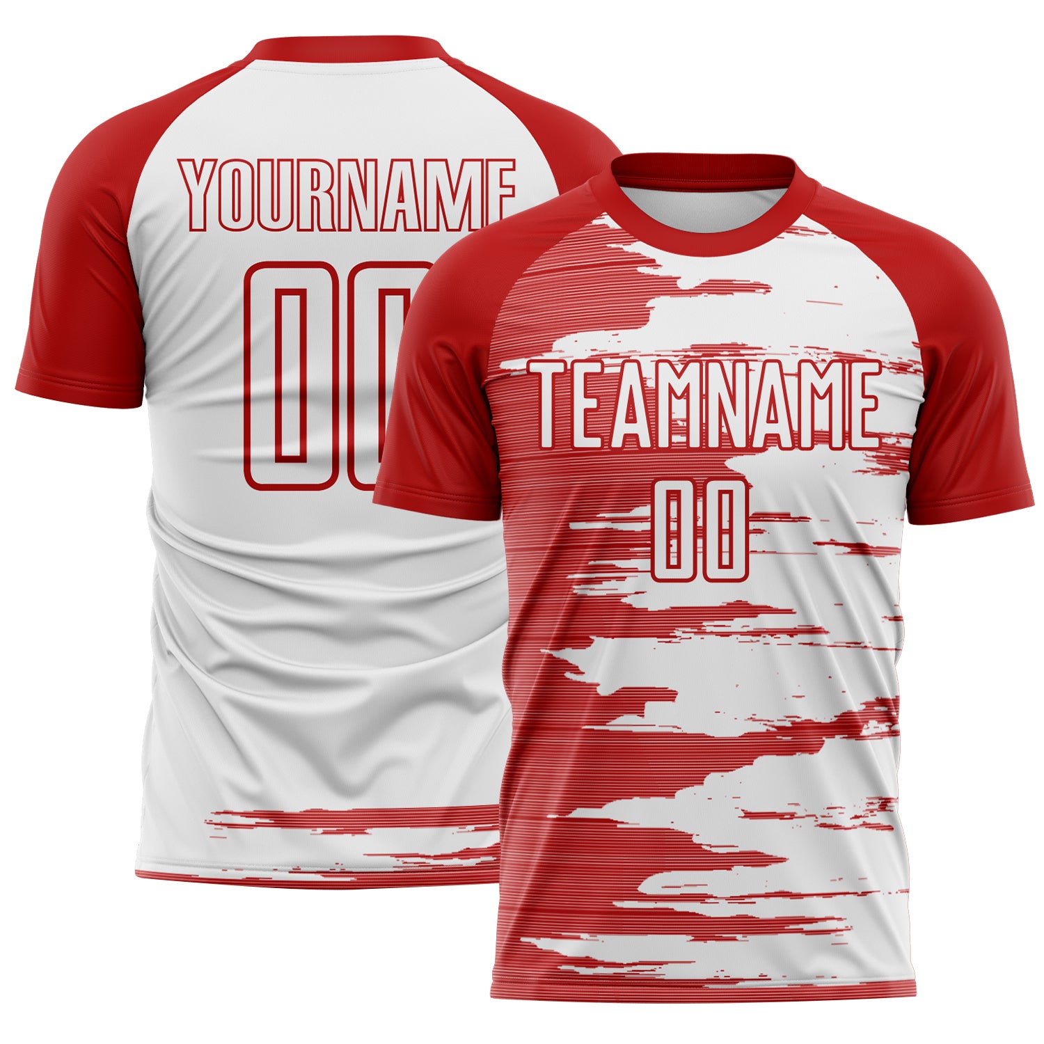 Custom White-Red USA Style Patriotic Brush Stroke Sublimation Soccer Uniform Jersey
