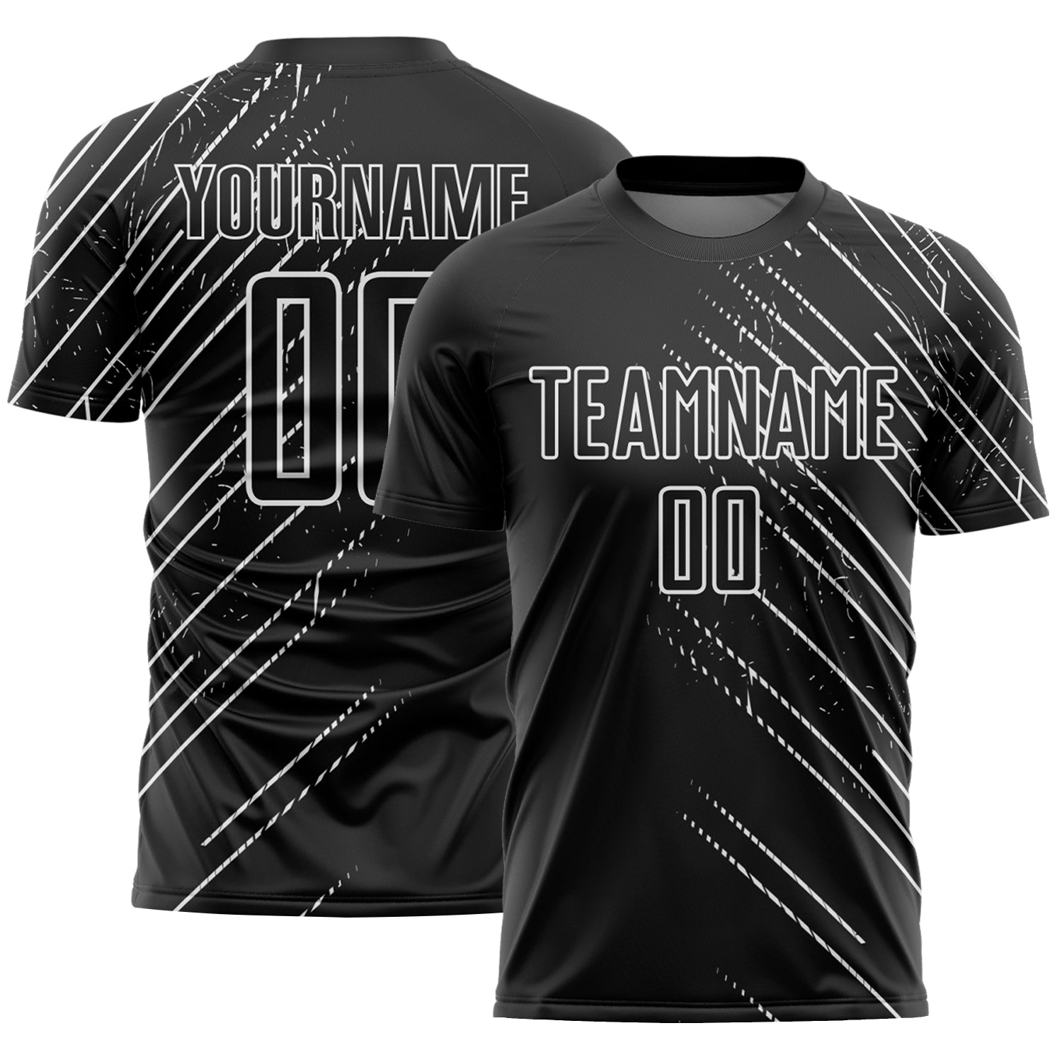 Custom Black White Lines Sports Sublimation Soccer Uniform Jersey