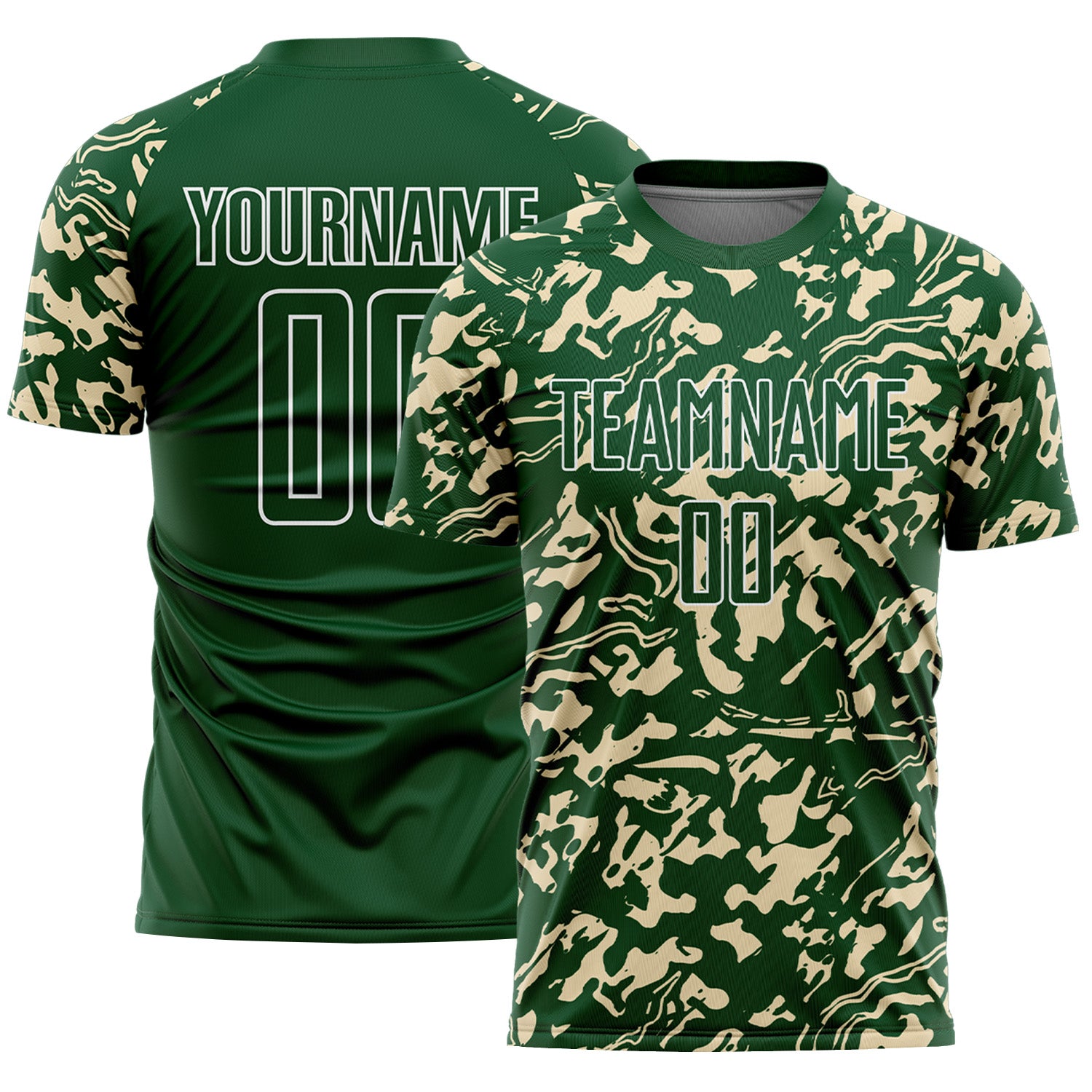 Custom Green Cream-White Liquid Fluid Pattern Sports Sublimation Soccer Uniform Jersey