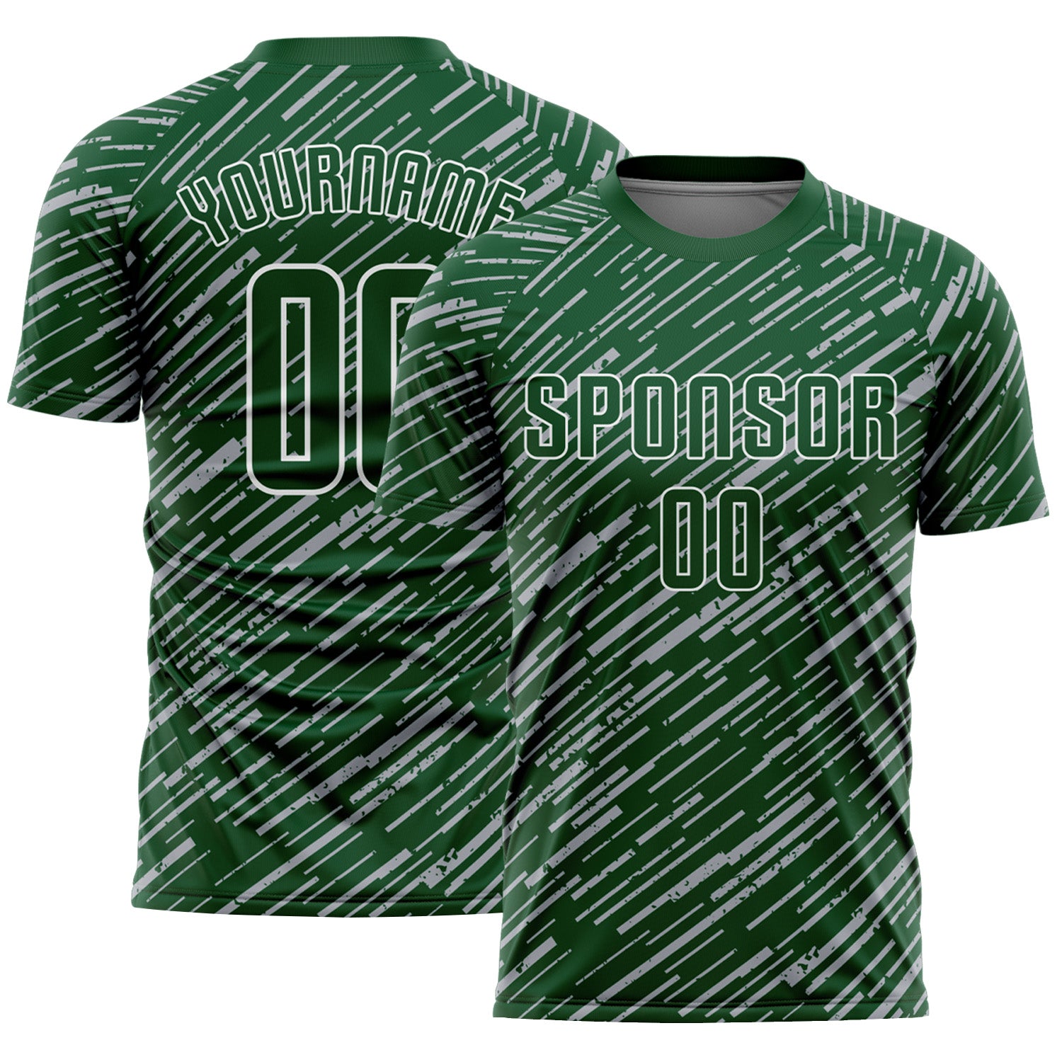 Custom Green Gray-White Line Sports Sublimation Soccer Uniform Jersey