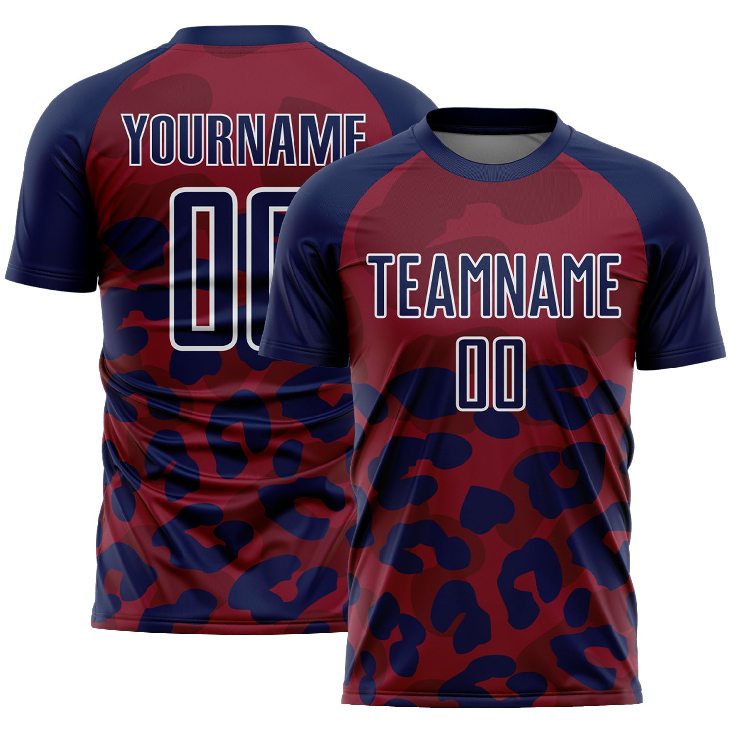 Custom Navy Crimson-White Animal Leopard Print Sports Sublimation Soccer Uniform Jersey