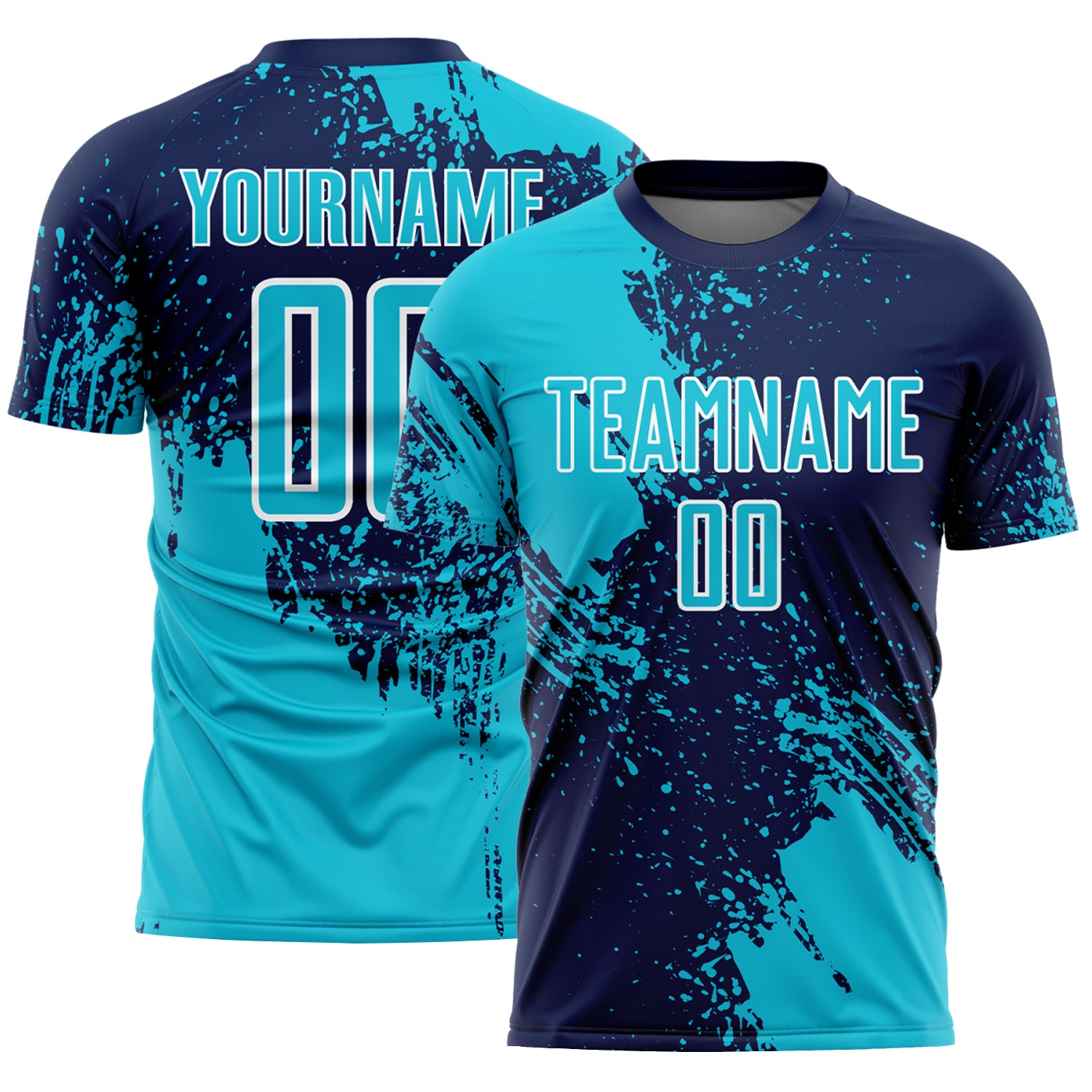 Custom Navy Lakes Blue-White Abstract Brush Stroke Sports Sublimation Soccer Uniform Jersey