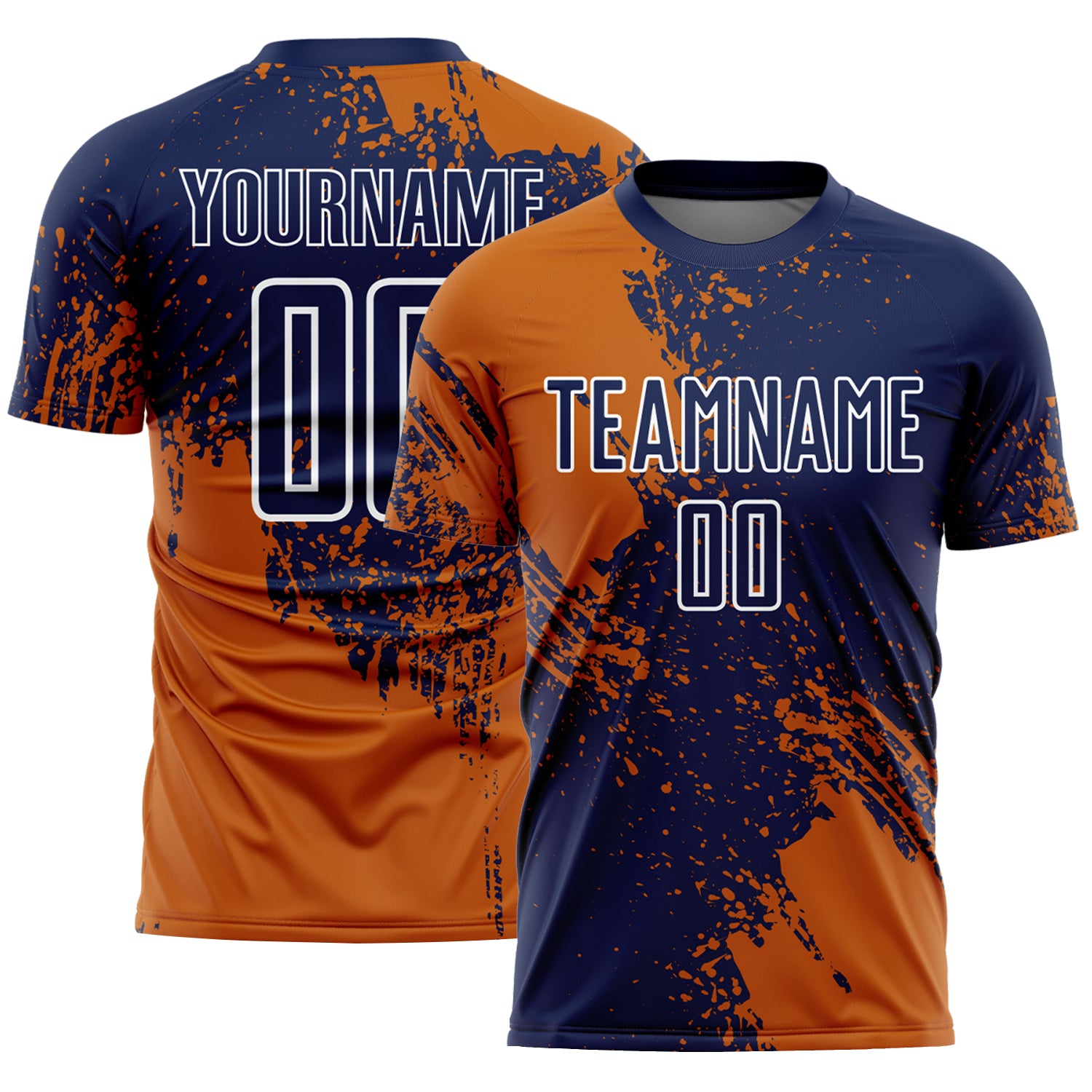 Custom Navy Texas Orange-White Abstract Brush Stroke Sports Sublimation Soccer Uniform Jersey