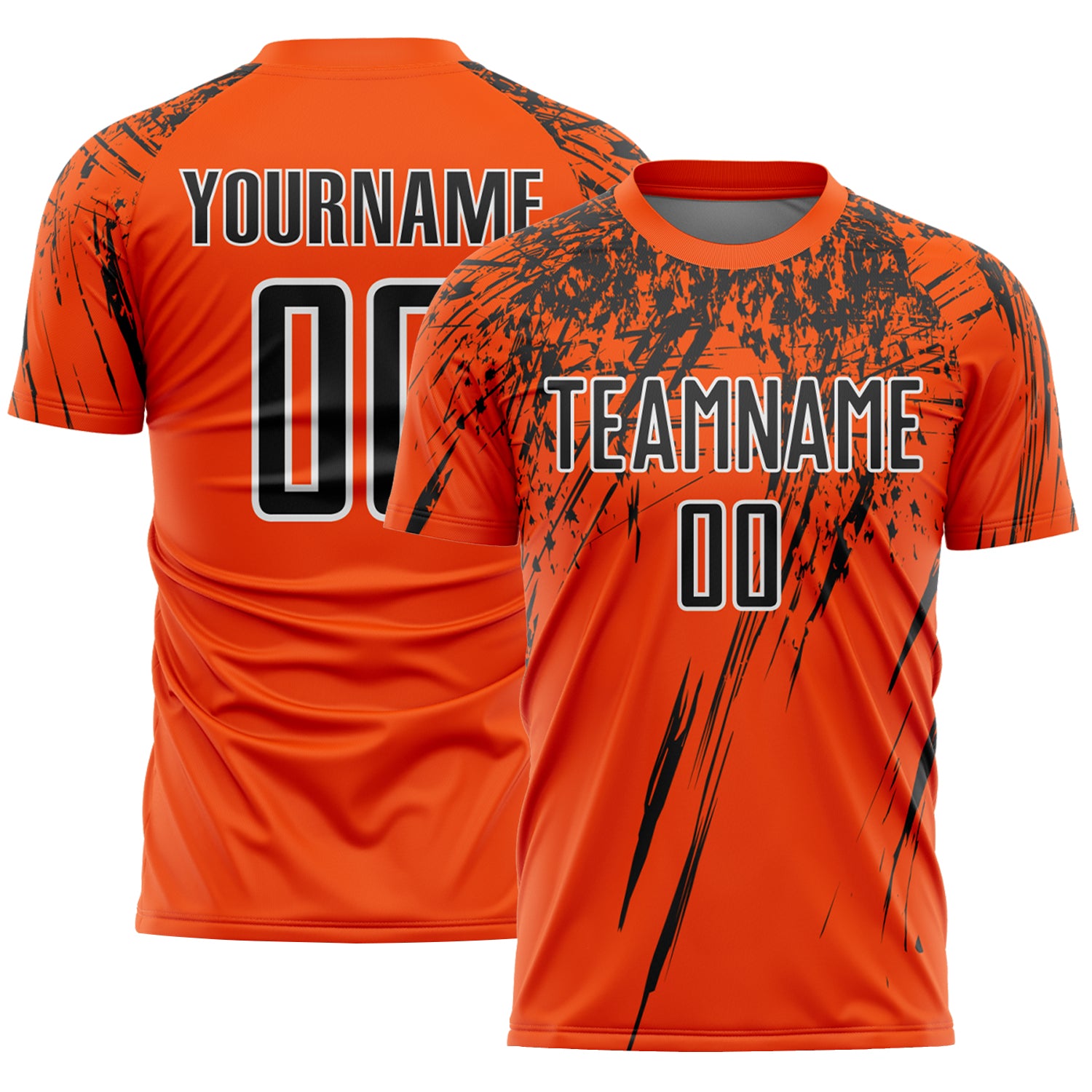 Custom Orange Black-White Splash Sports Sublimation Soccer Uniform Jersey