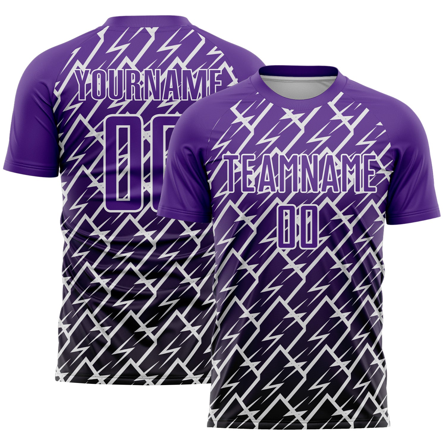 Custom Purple Black-White Lightning Sports Sublimation Soccer Uniform Jersey