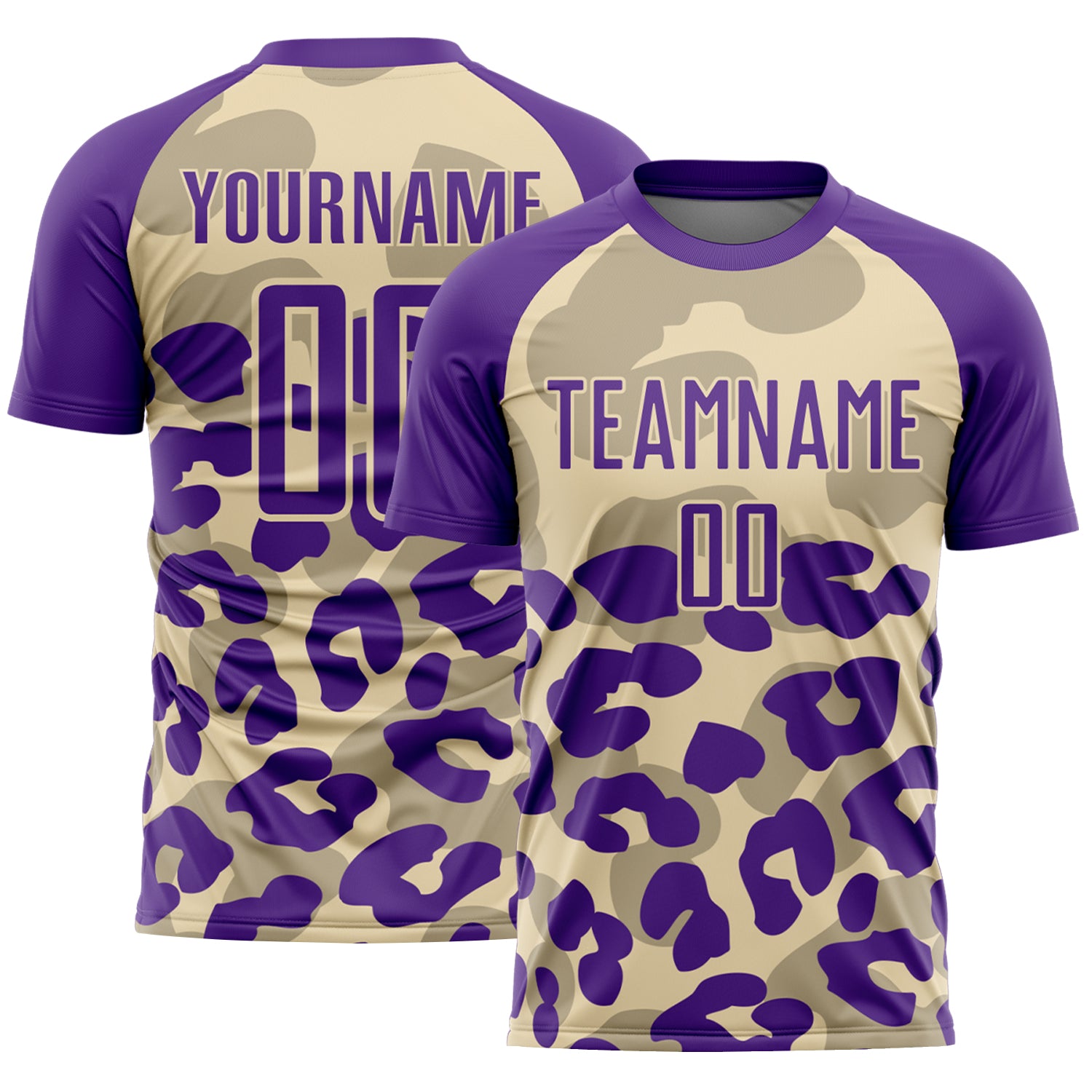 Custom Purple Cream Animal Leopard Print Sports Sublimation Soccer Uniform Jersey