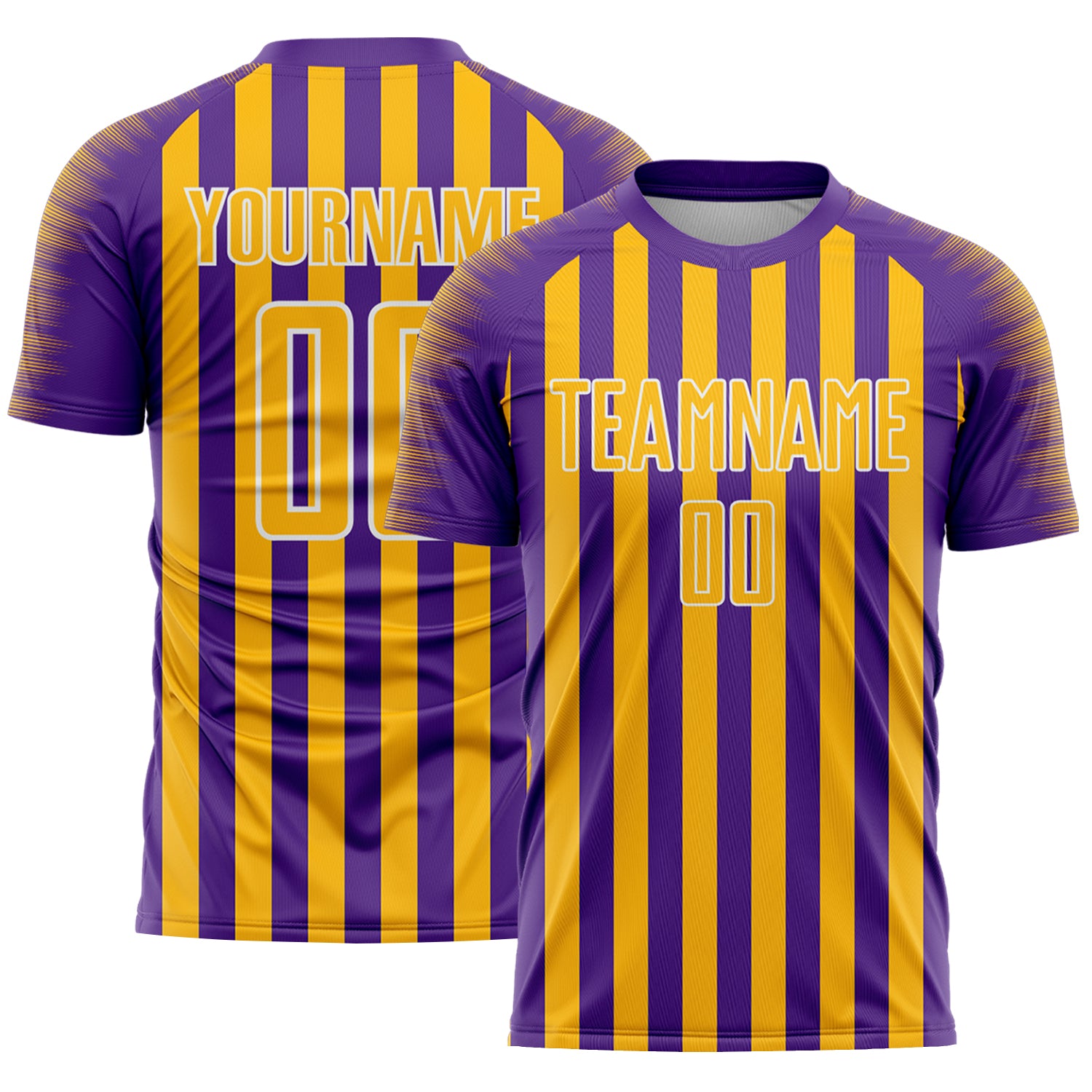 Custom Purple Gold-White Stripe Sports Sublimation Soccer Uniform Jersey