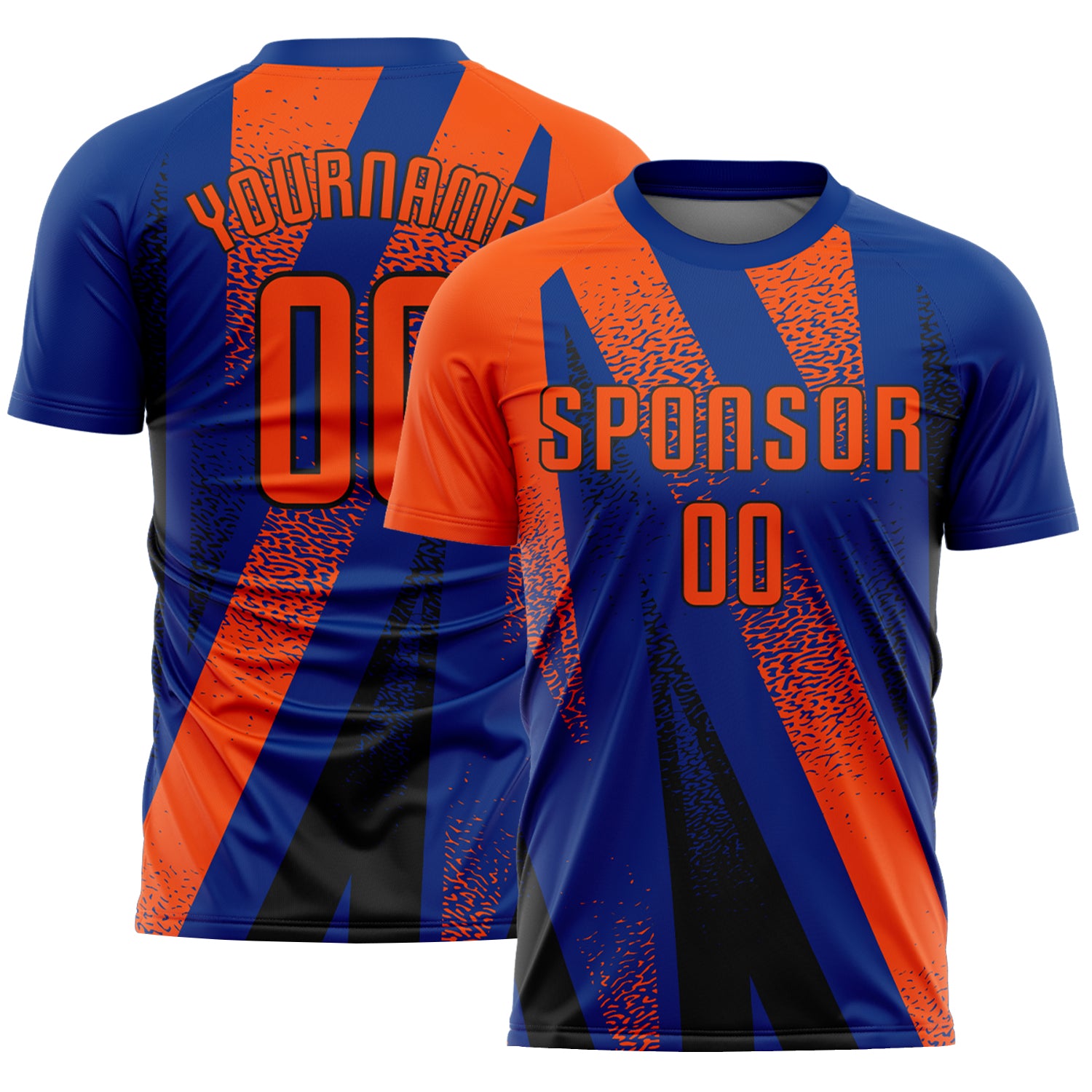 Custom Royal Orange-Black Radial Burst Sports Sublimation Soccer Uniform Jersey