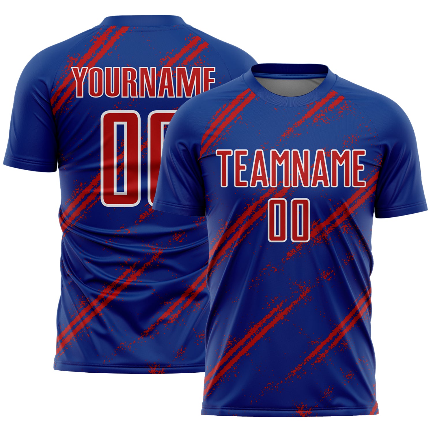 Custom Royal Red-White Abstract Fragment Art Splash Sublimation Soccer Uniform Jersey