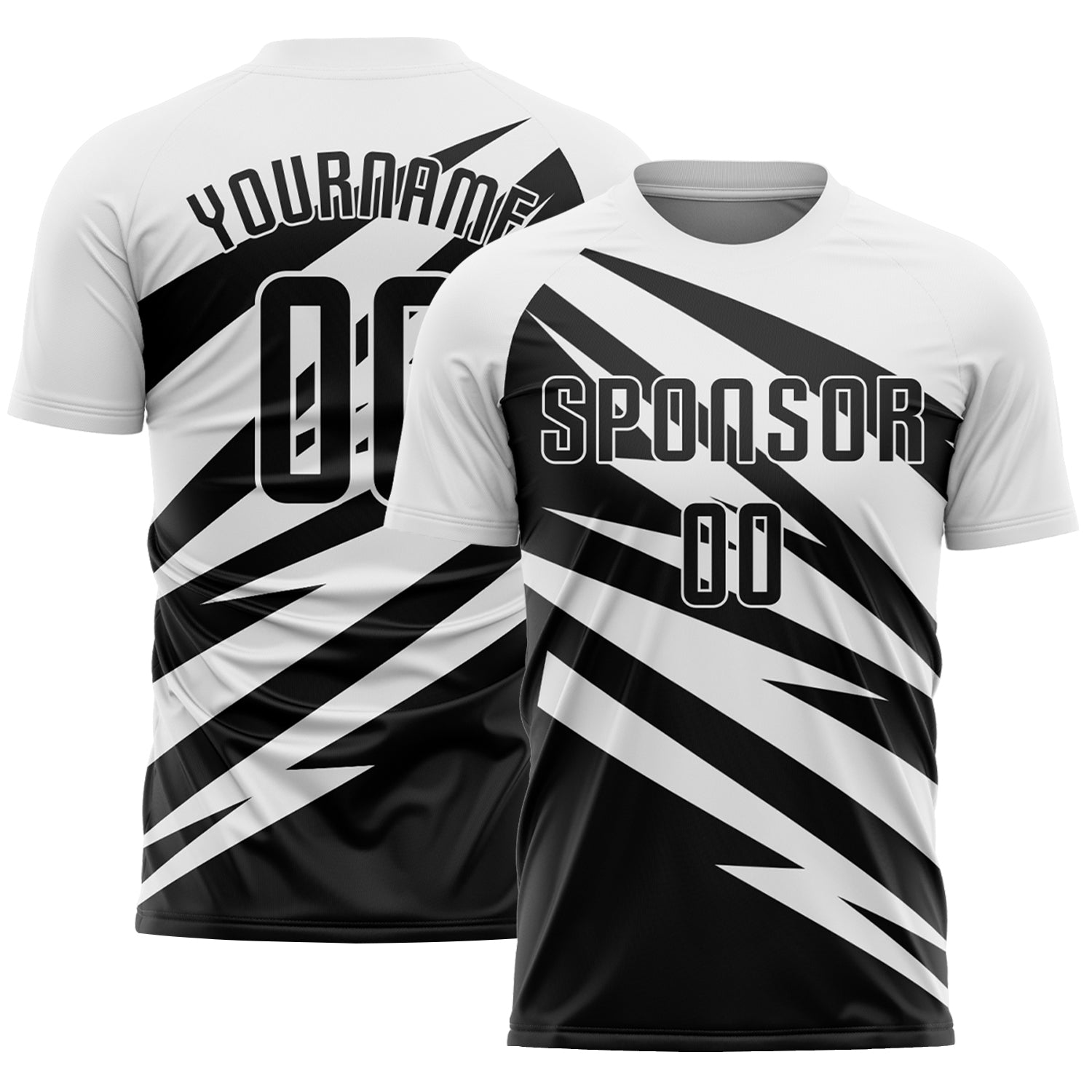 Custom White Black Abstract Line Sports Sublimation Soccer Uniform Jersey