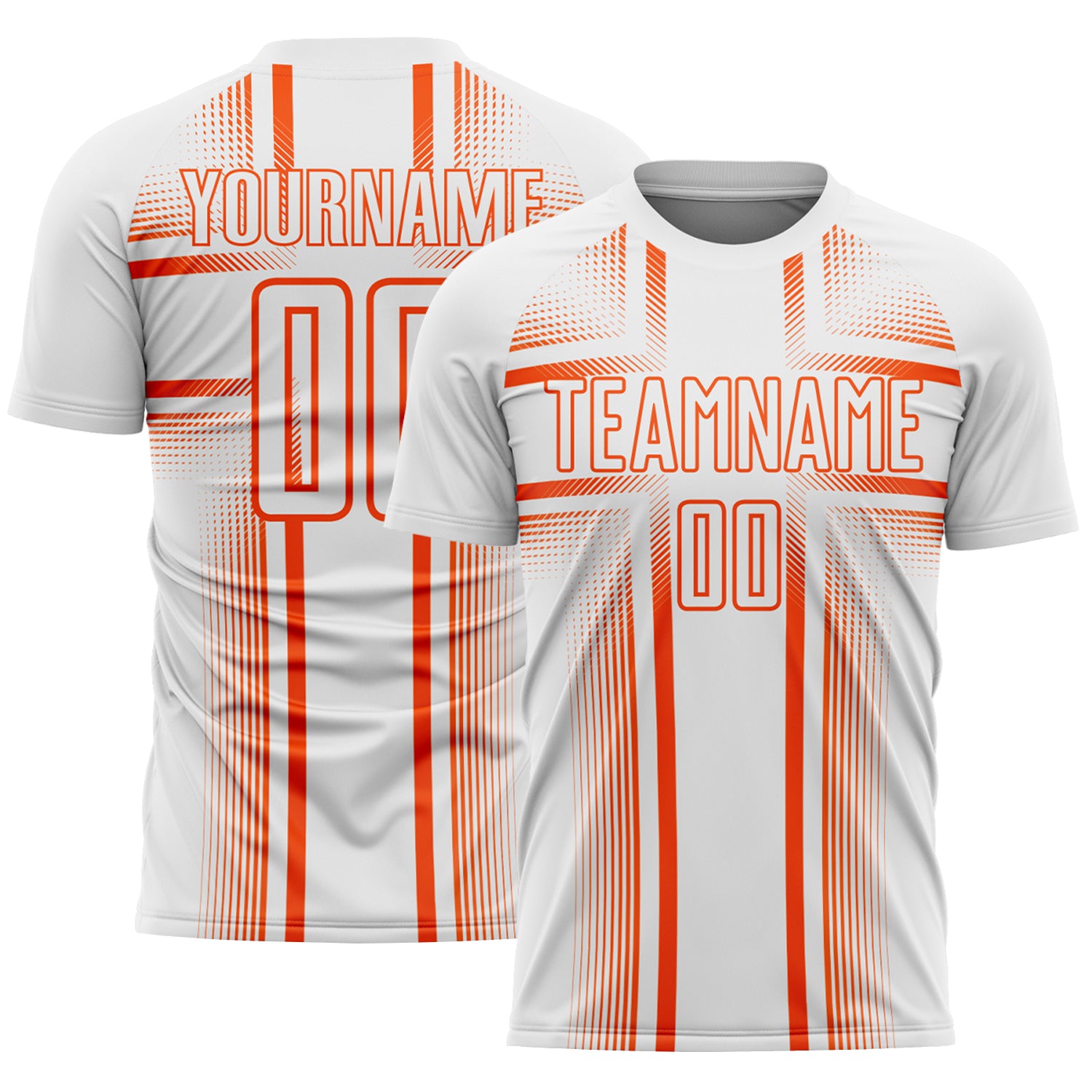 Custom White Orange Lines Sublimation Soccer Uniform Jersey