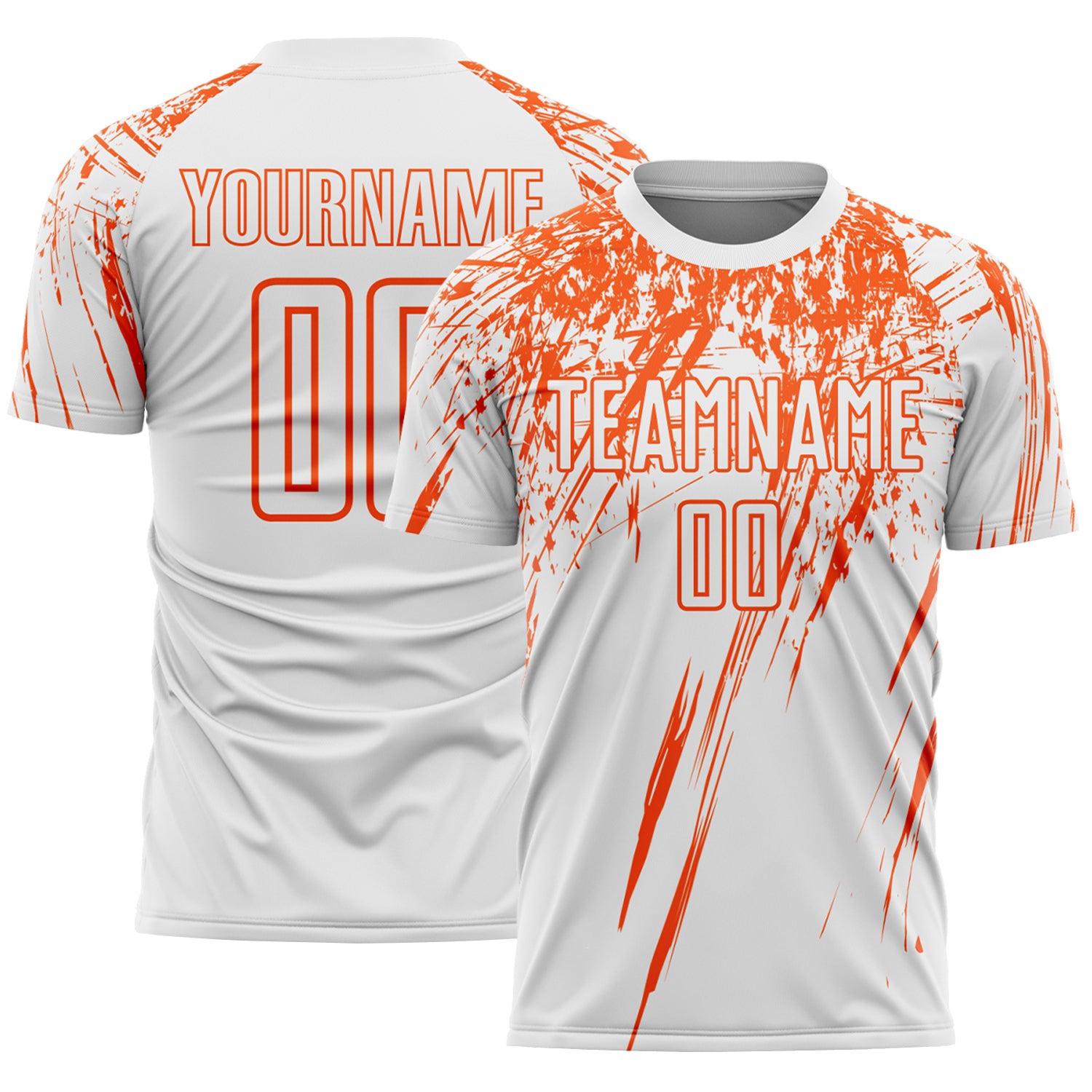 Custom White Orange Splash Sports Sublimation Soccer Uniform Jersey