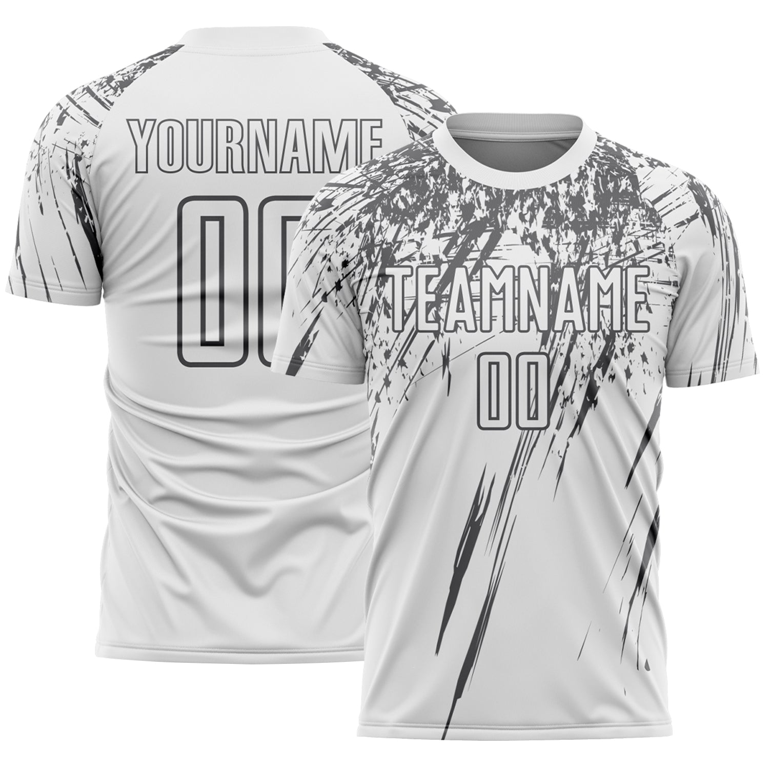 Custom White Steel Gray Splash Sports Sublimation Soccer Uniform Jersey