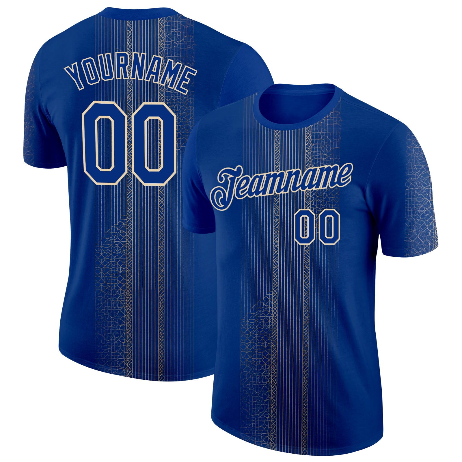 Custom Blue Royal-City Cream 3D Pattern Design Brazil Sportswear Performance T-Shirt