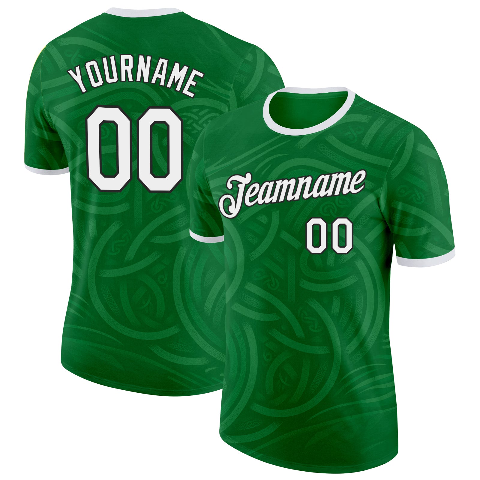 Custom Green White-Black Ireland Celtic Knot Performance T-Shirt