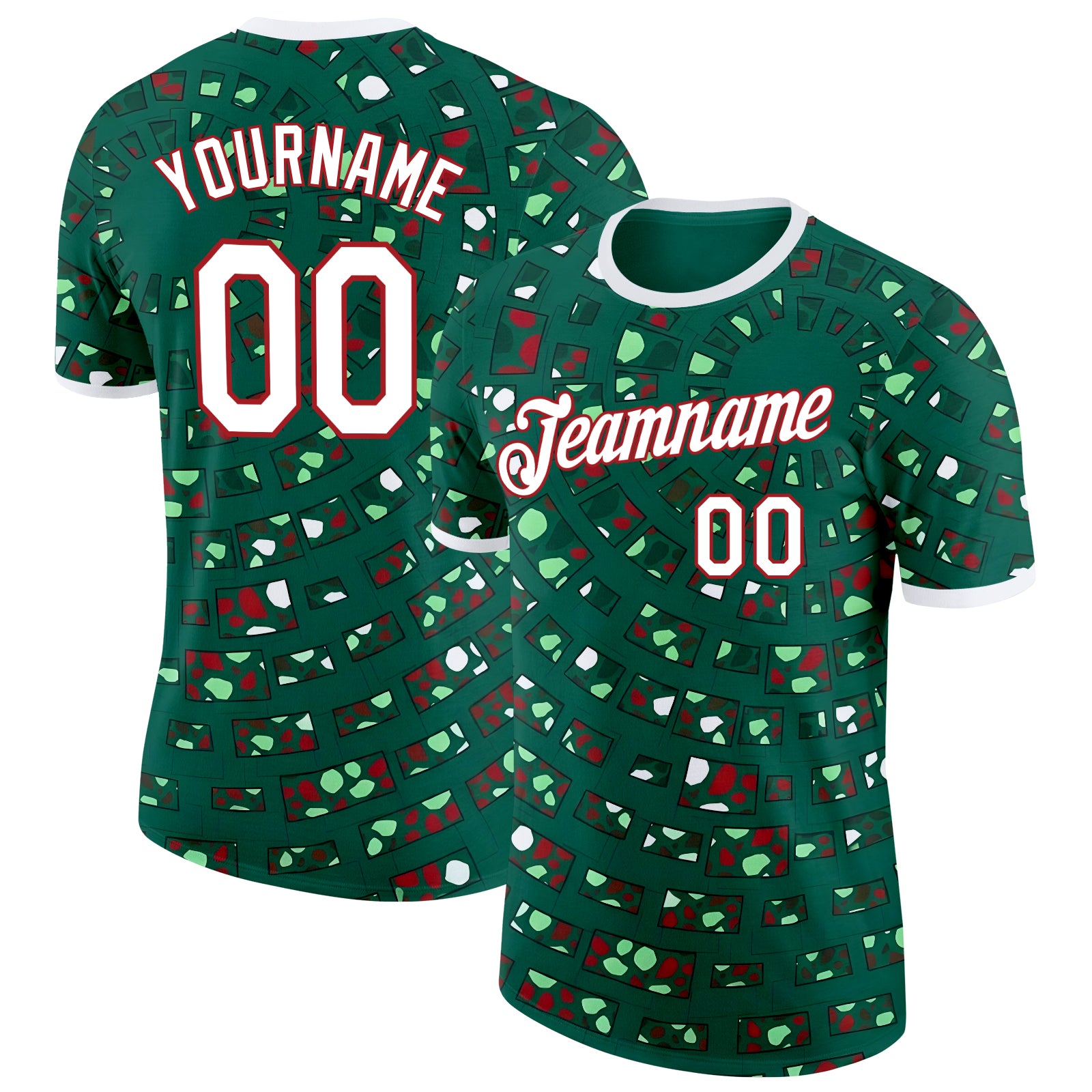 Custom Green White-Red Mexico Performance T-Shirt
