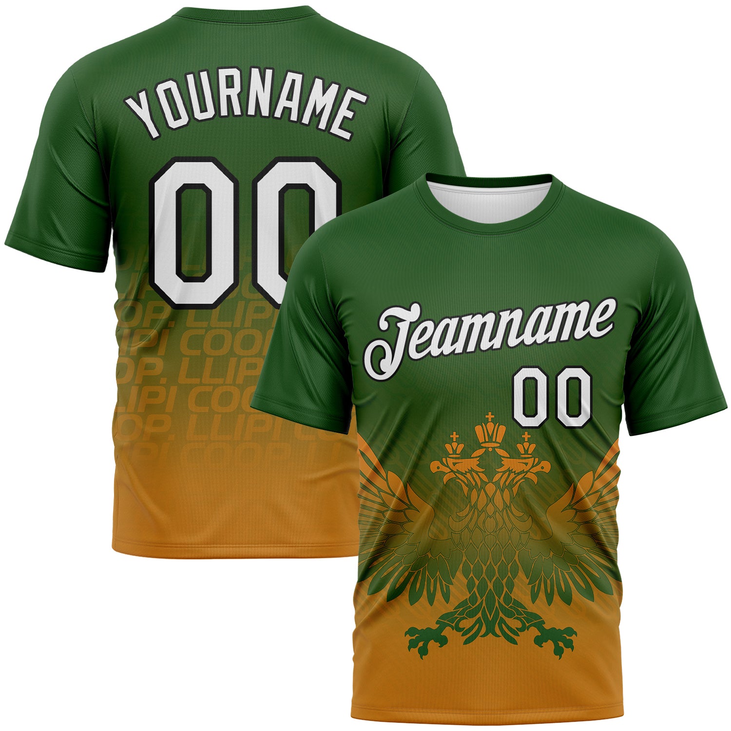 Custom Green White Texas Orange-Black 3D Pattern Aguila Imperial Eagle Performance T-Shirt