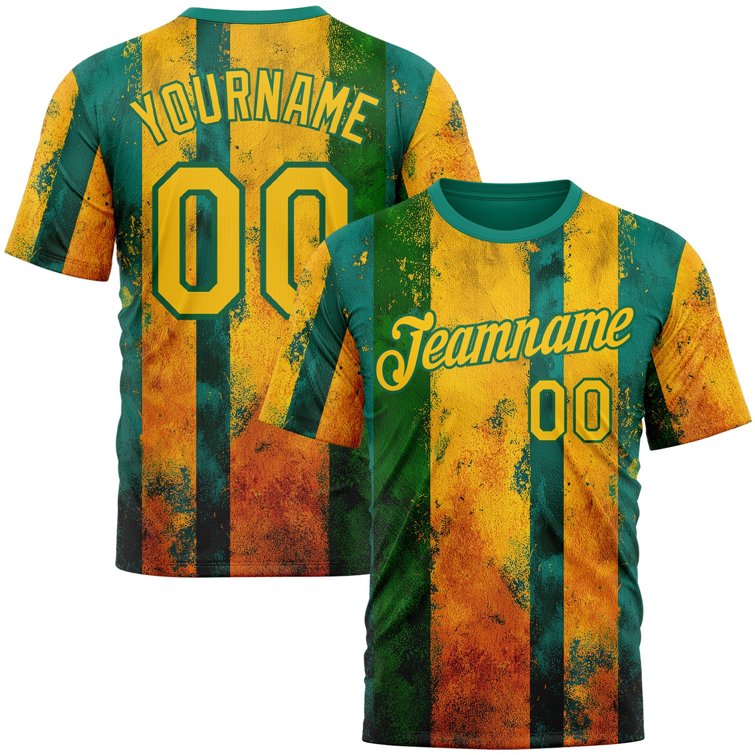 Custom Green Yellow-Kelly Green 3D Pattern Design Brazil Stripe Sportswear Performance T-Shirt