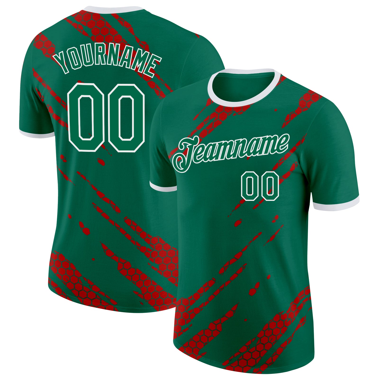 Custom Kelly Green Red-White Mexico Performance T-Shirt