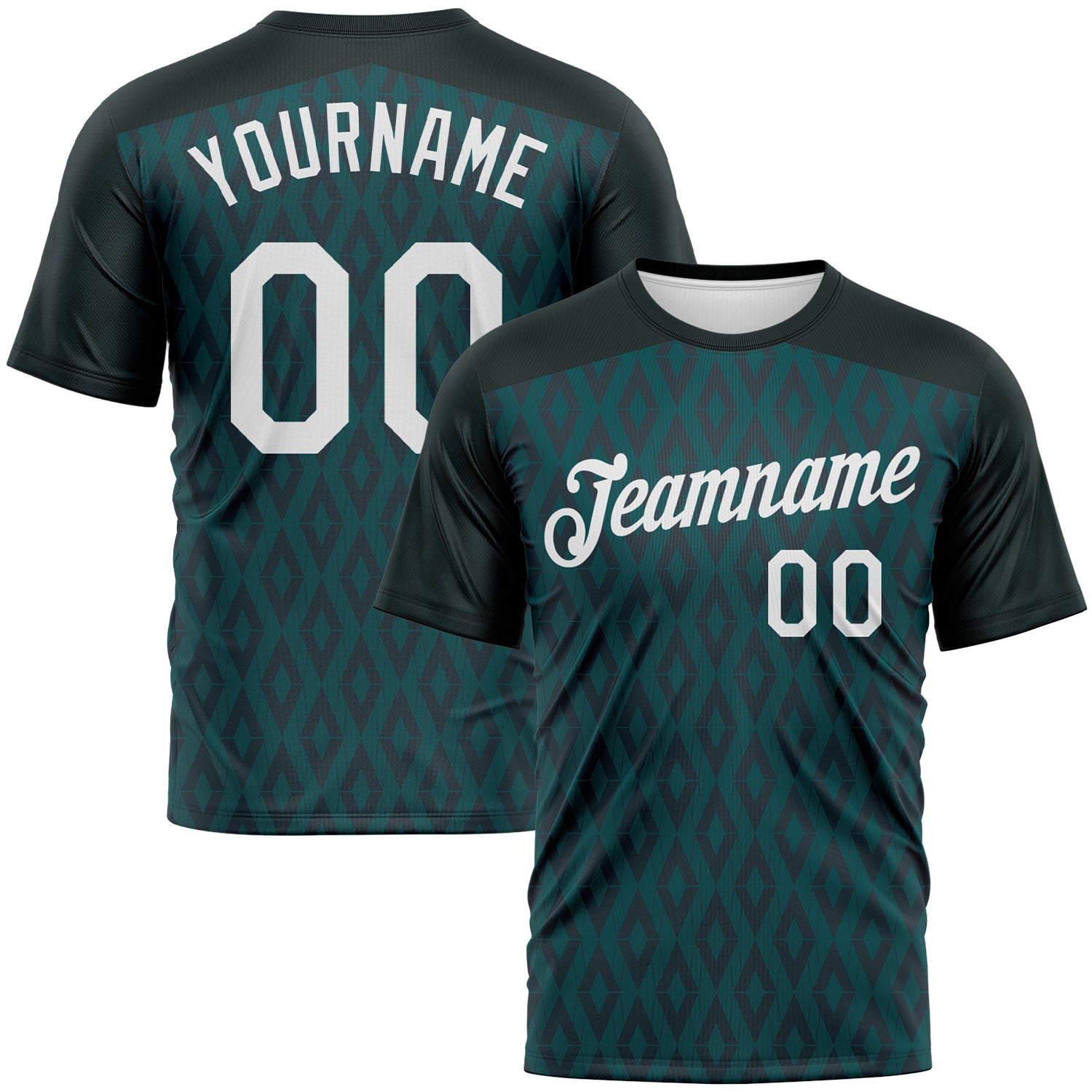 Custom Midnight Green-White 3D Pattern Diamond Performance T-Shirt