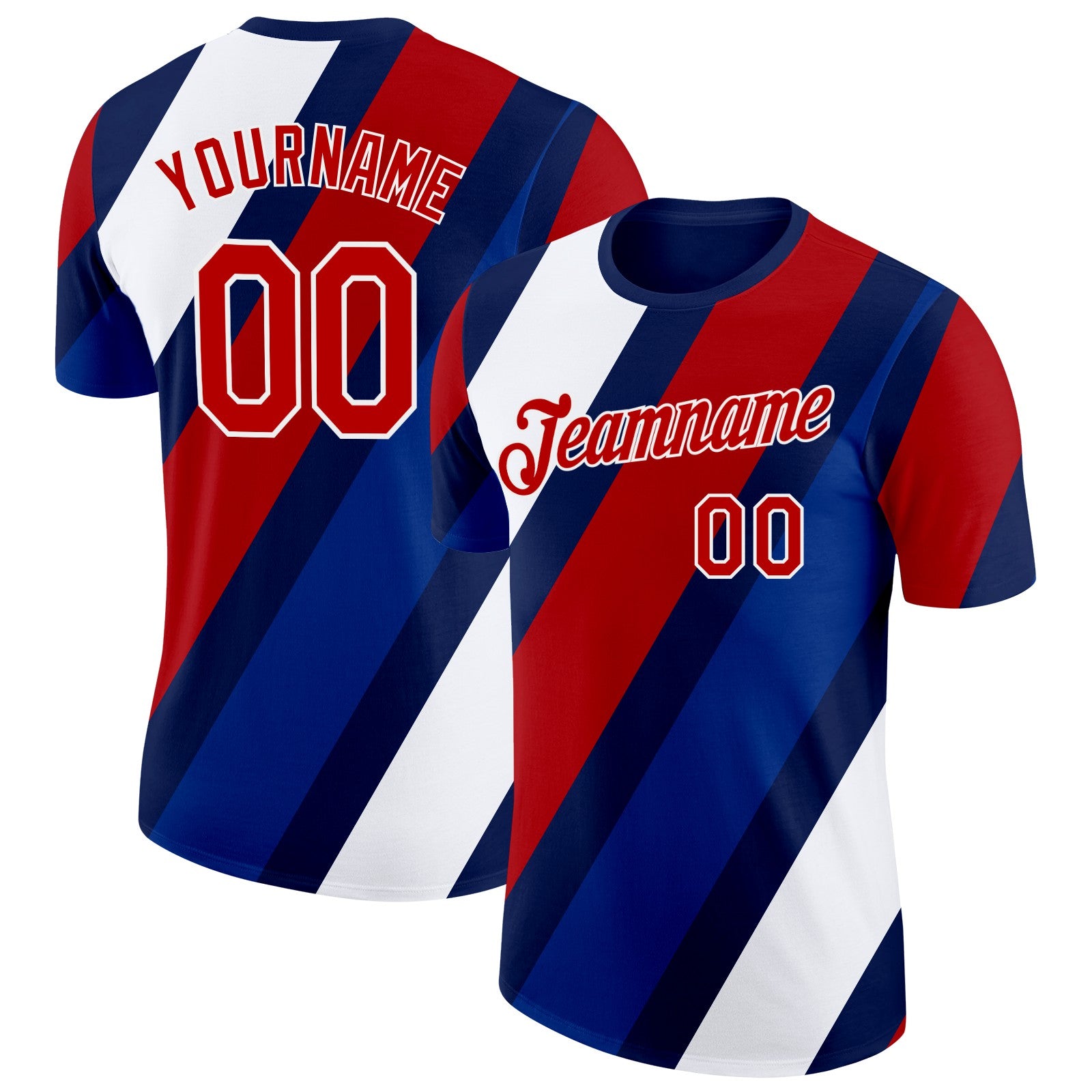 Custom Navy Red White-Royal France Performance T-Shirt