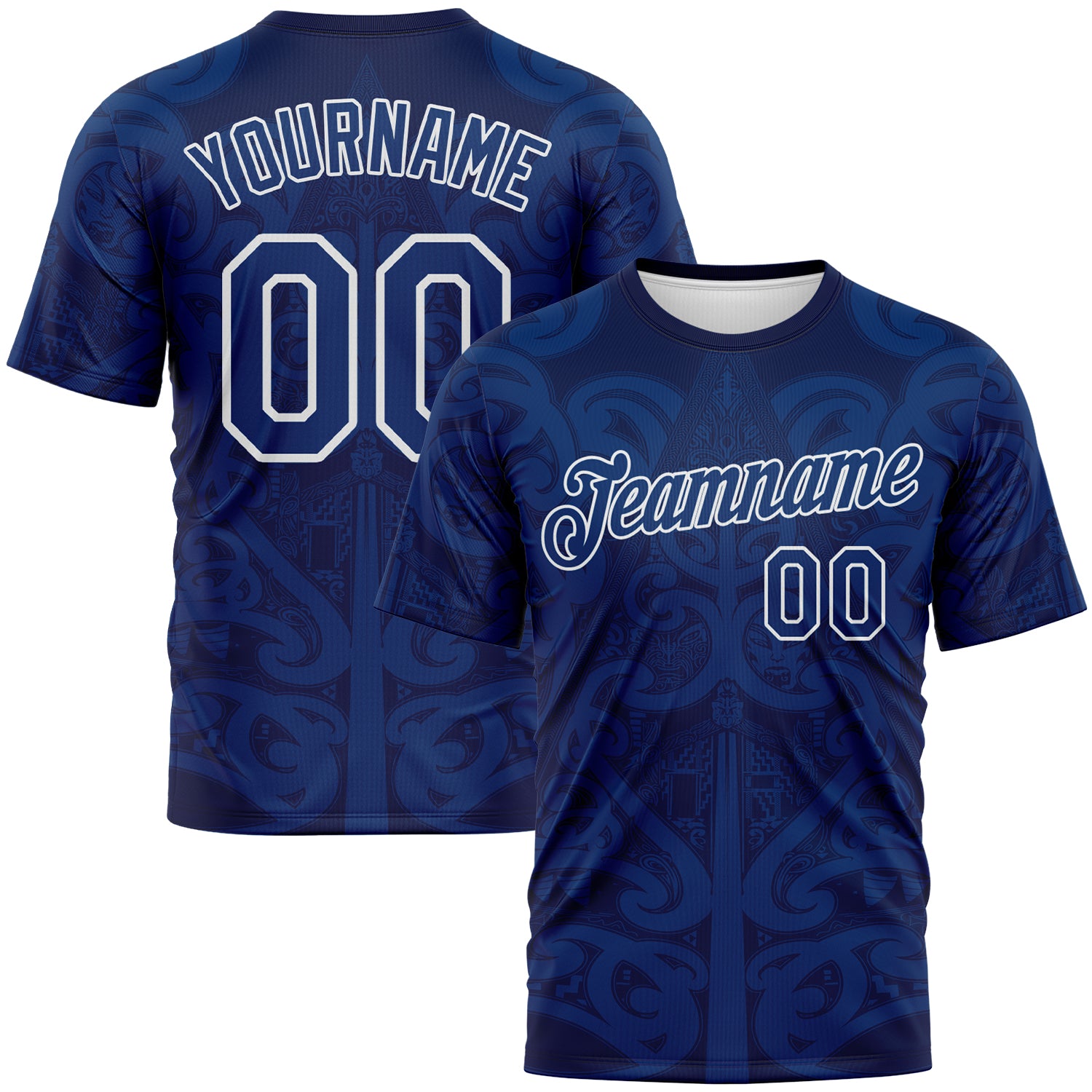 Custom Navy US Navy Blue-White 3D Pattern Maori Tribal Tattoo Performance T-Shirt