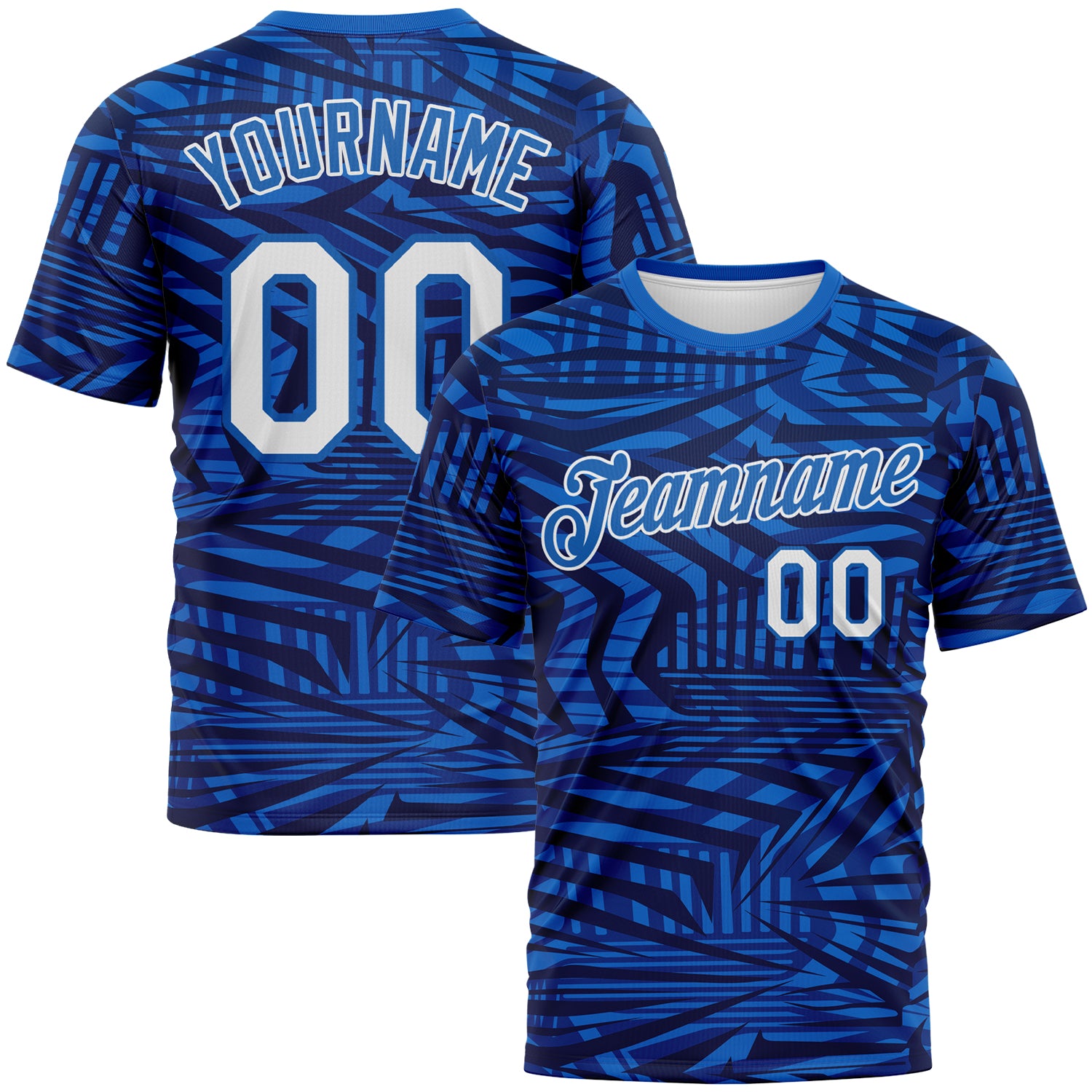 Custom Navy White Royal-Blue 3D Pattern Hard Slash Abstract Geometric Performance T-Shirt