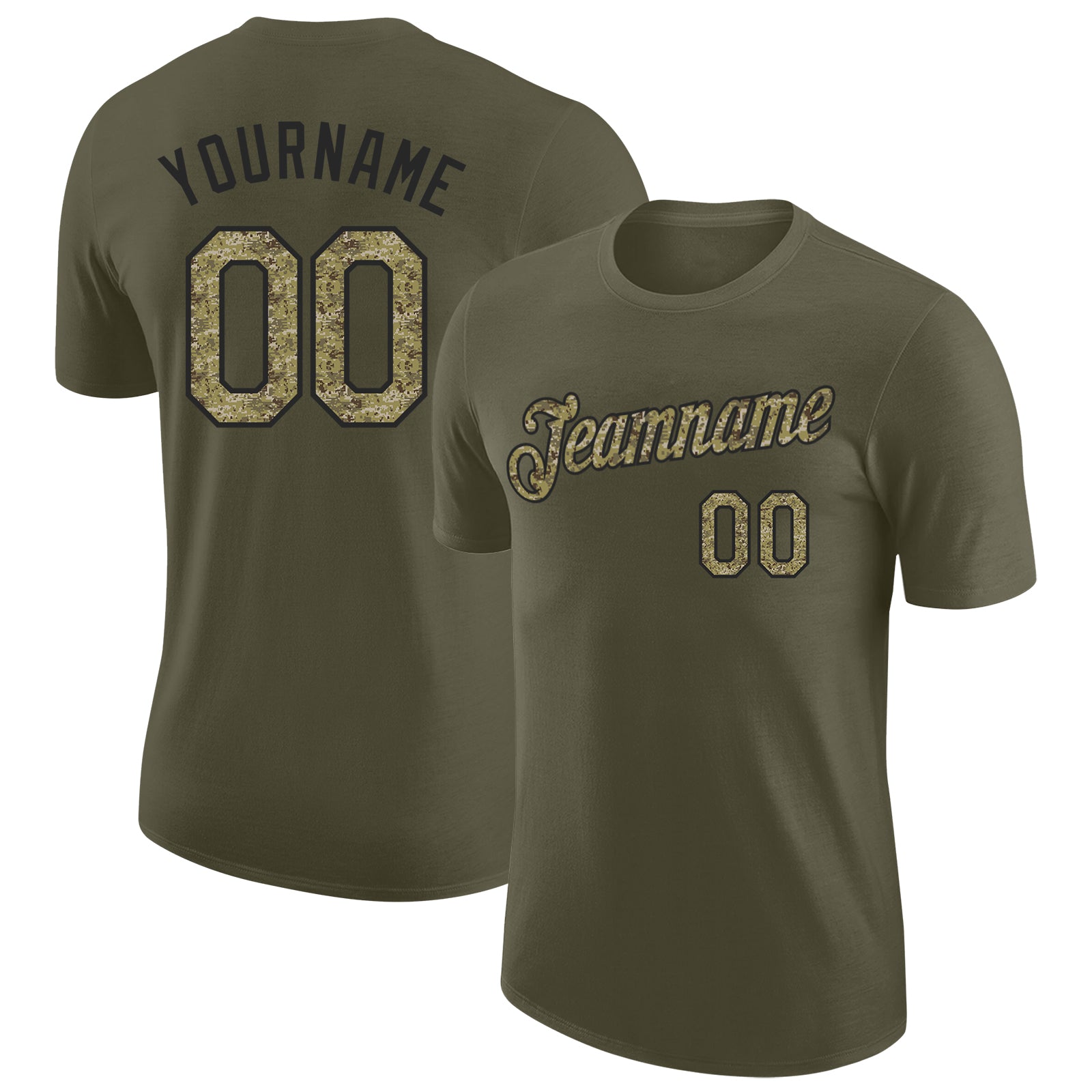 Custom Olive Camo-Black Salute To Service Performance T-Shirt