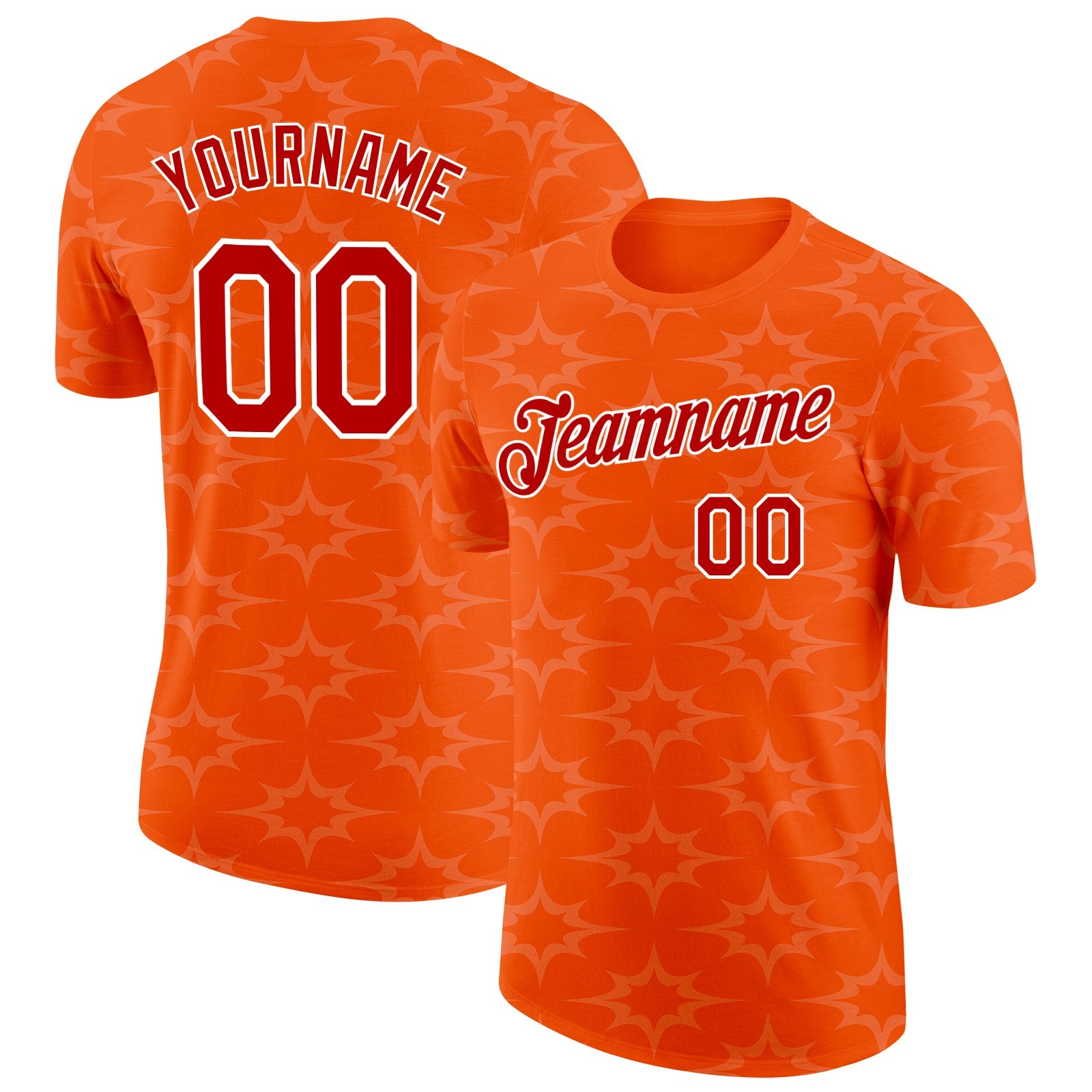 Custom Orange Red-White Netherlands Abstract Pattern Performance T-Shirt