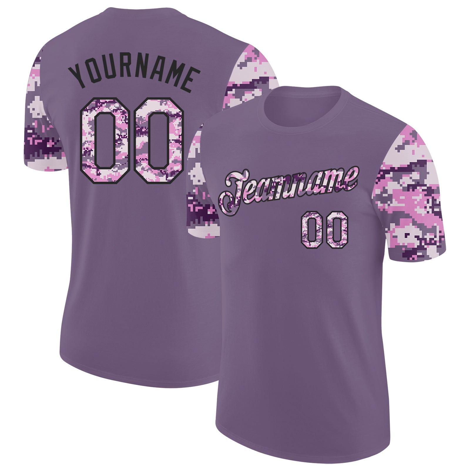 Custom Purple Camo-Black Camo Two Tone Performance T-Shirt