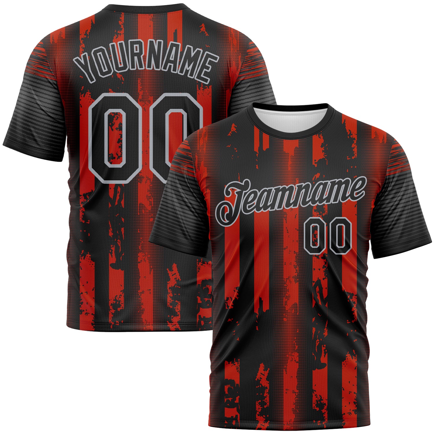 Custom Red Black-Gray 3D Pattern Vintage Vertical Stripe Fantasy Performance T-Shirt