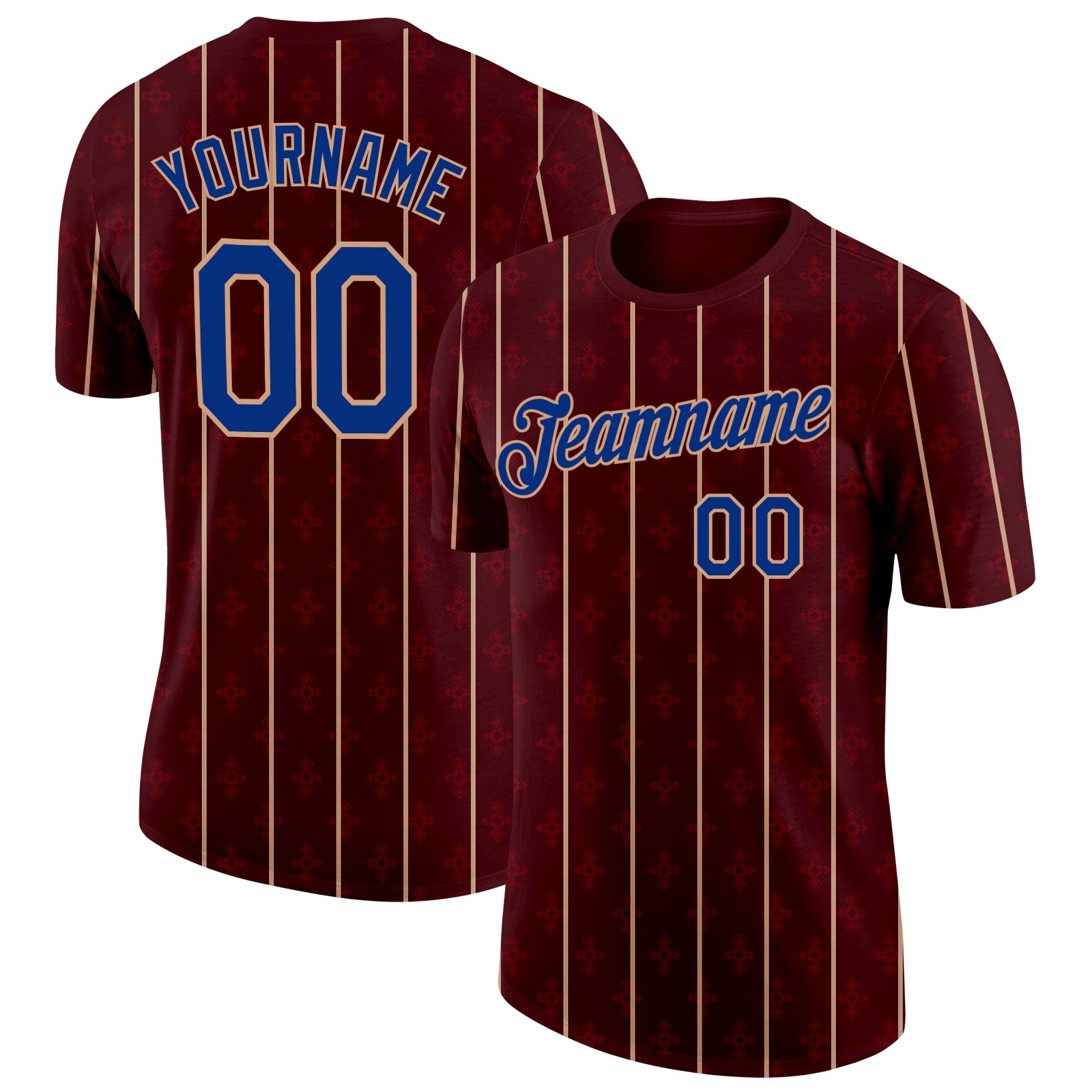 Custom Red Royal-Vegas Gold Spain Stripe Performance T-Shirt