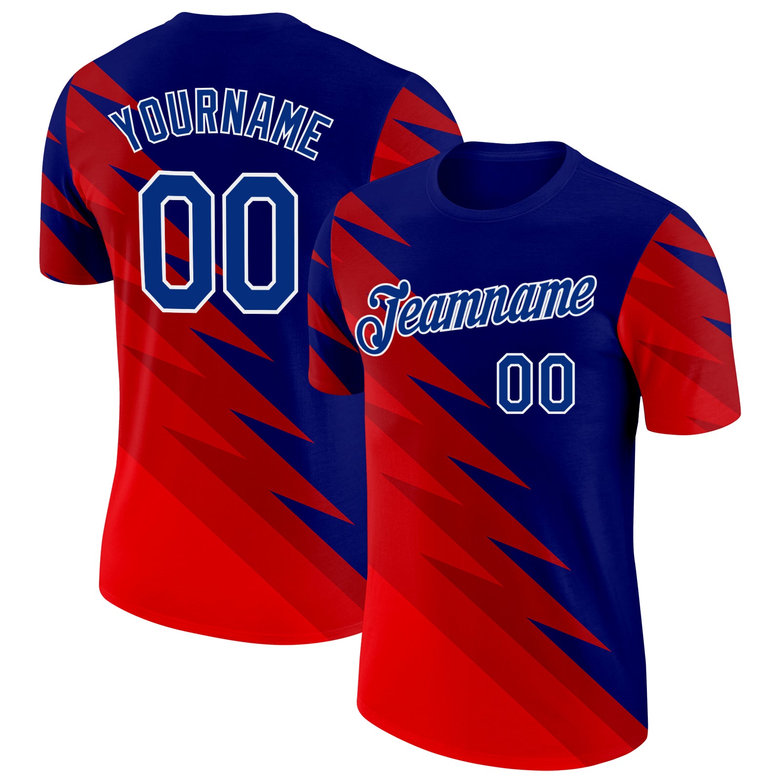 Custom Red Royal-White Haiti Zigzag Geometric Shape Performance T-Shirt