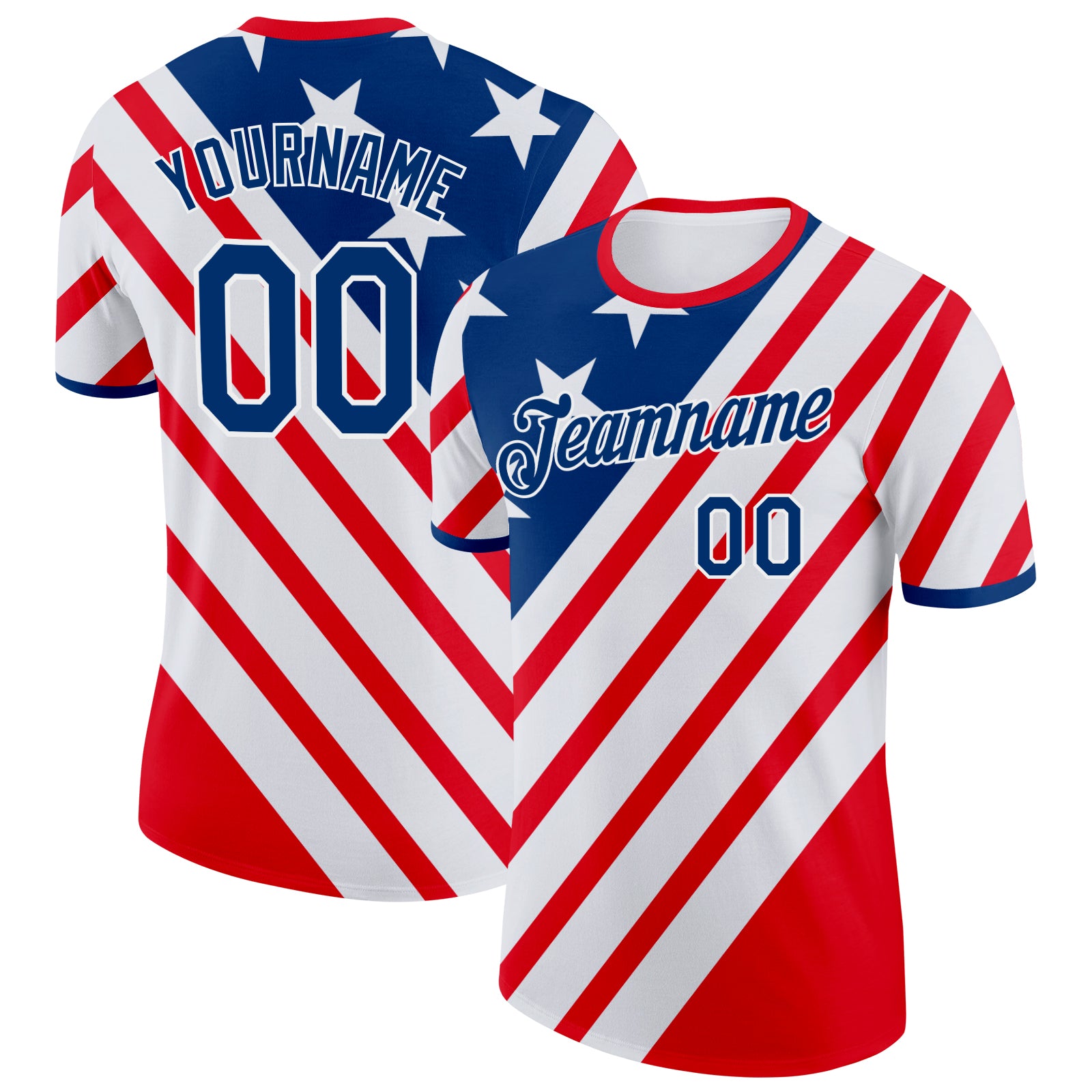 Custom Red US Navy Blue-White American Star Performance T-Shirt