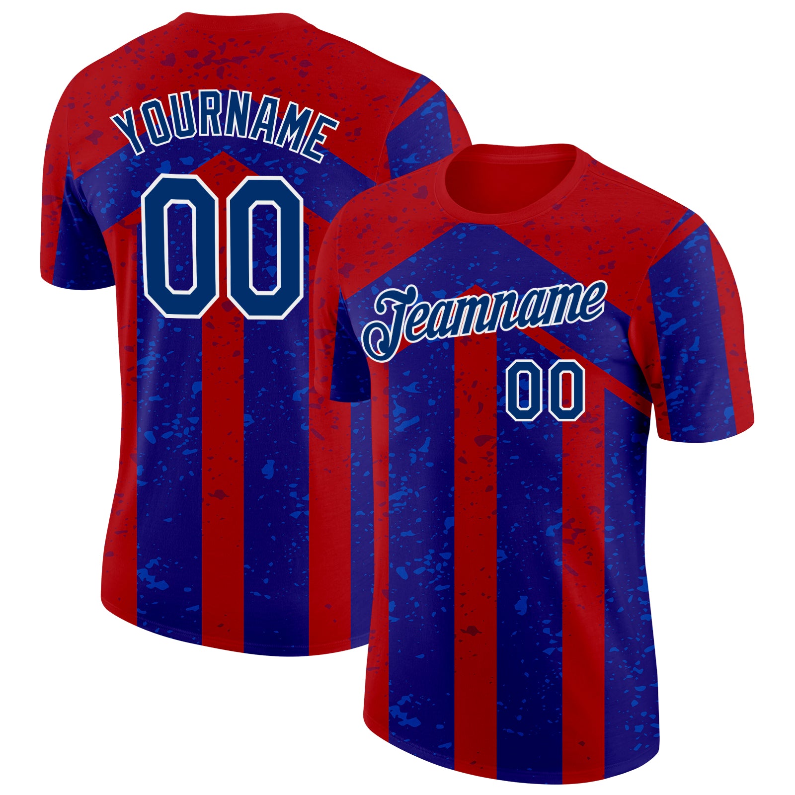 Custom Red US Navy Blue-White Netherlands Line Splash Performance T-Shirt