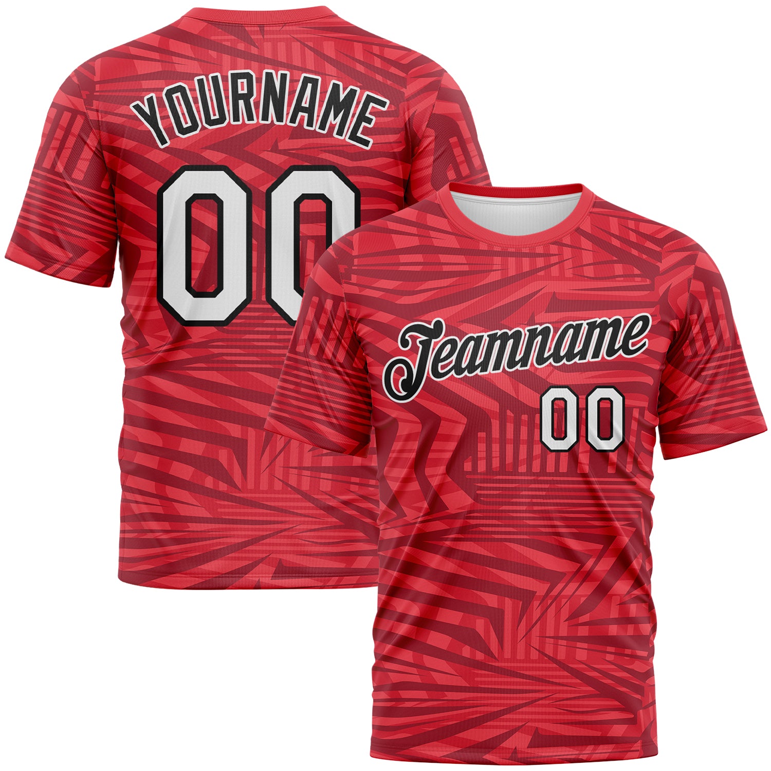 Custom Red White-Black 3D Pattern Hard Slash Abstract Geometric Performance T-Shirt