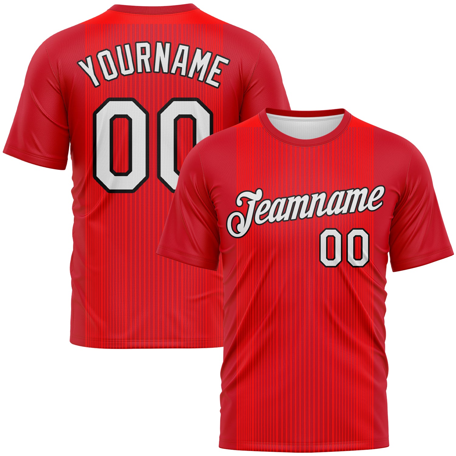 Custom Red White-Black 3D Pattern Vertical Stripe Performance T-Shirt