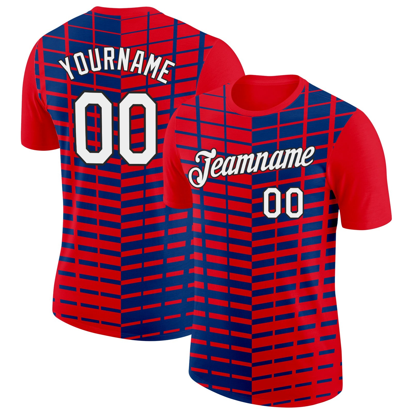 Custom Red White Black-Blue Croatia Plaid Performance T-Shirt