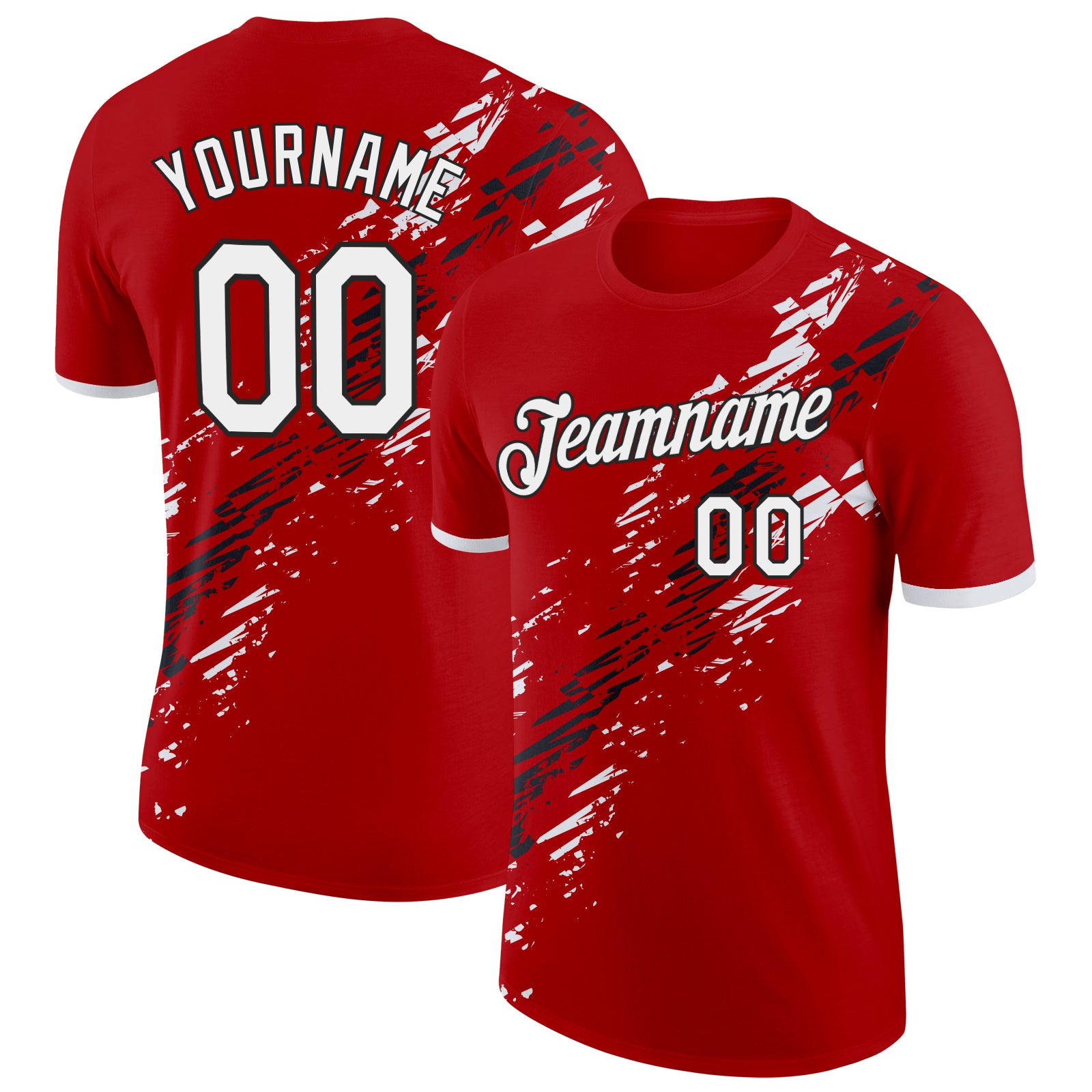 Custom Red White-Black Canada Abstract Fragment Pattern Performance T-Shirt