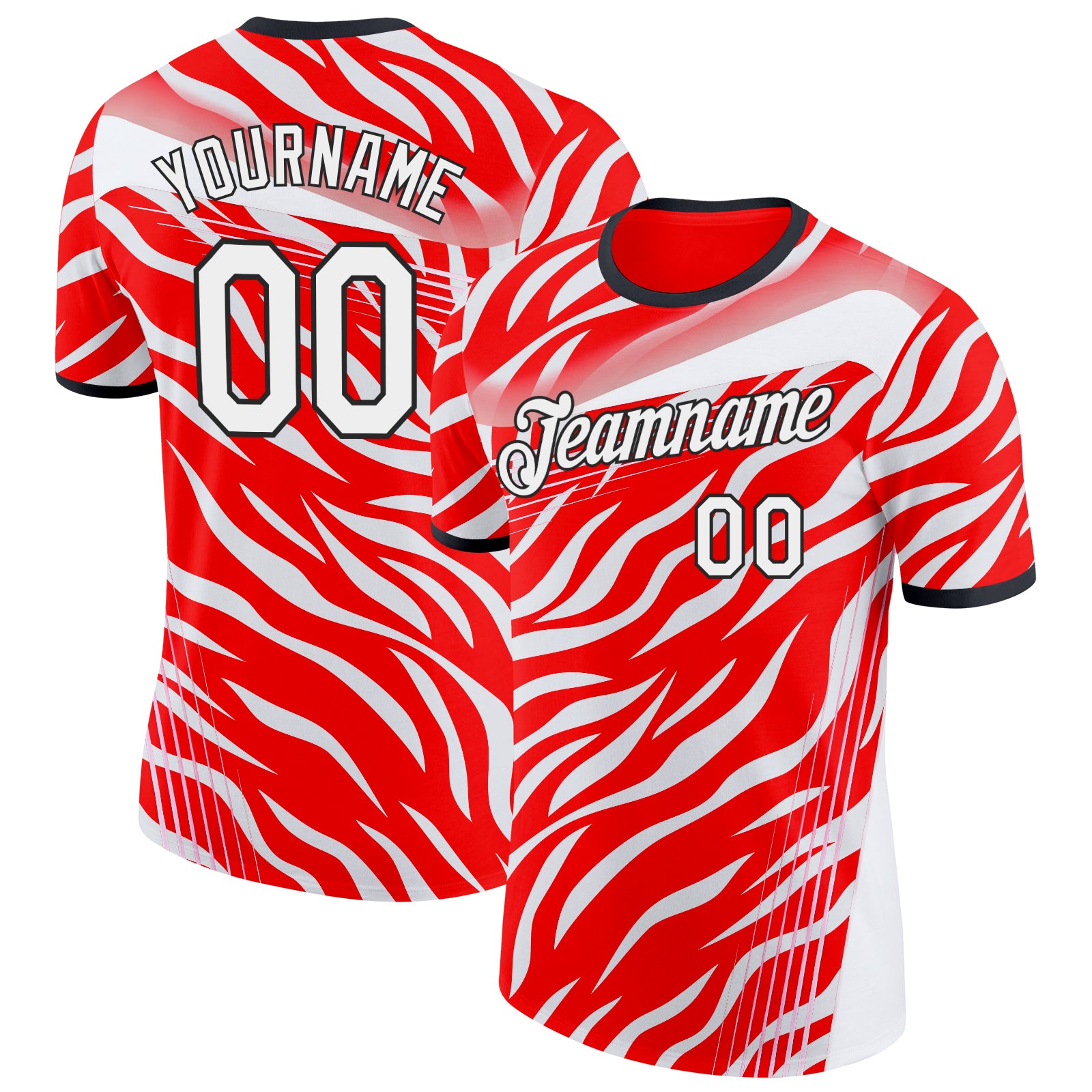Custom Red White-Black South Korea Tiger Stripe Performance T-Shirt