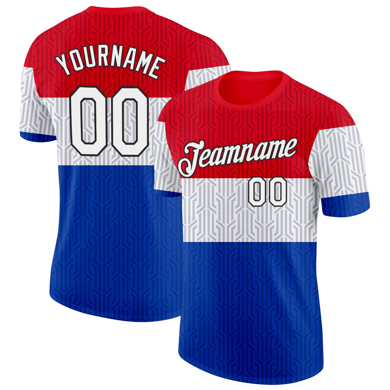 Custom Red White Blue-Black Netherlands Line Performance T-Shirt