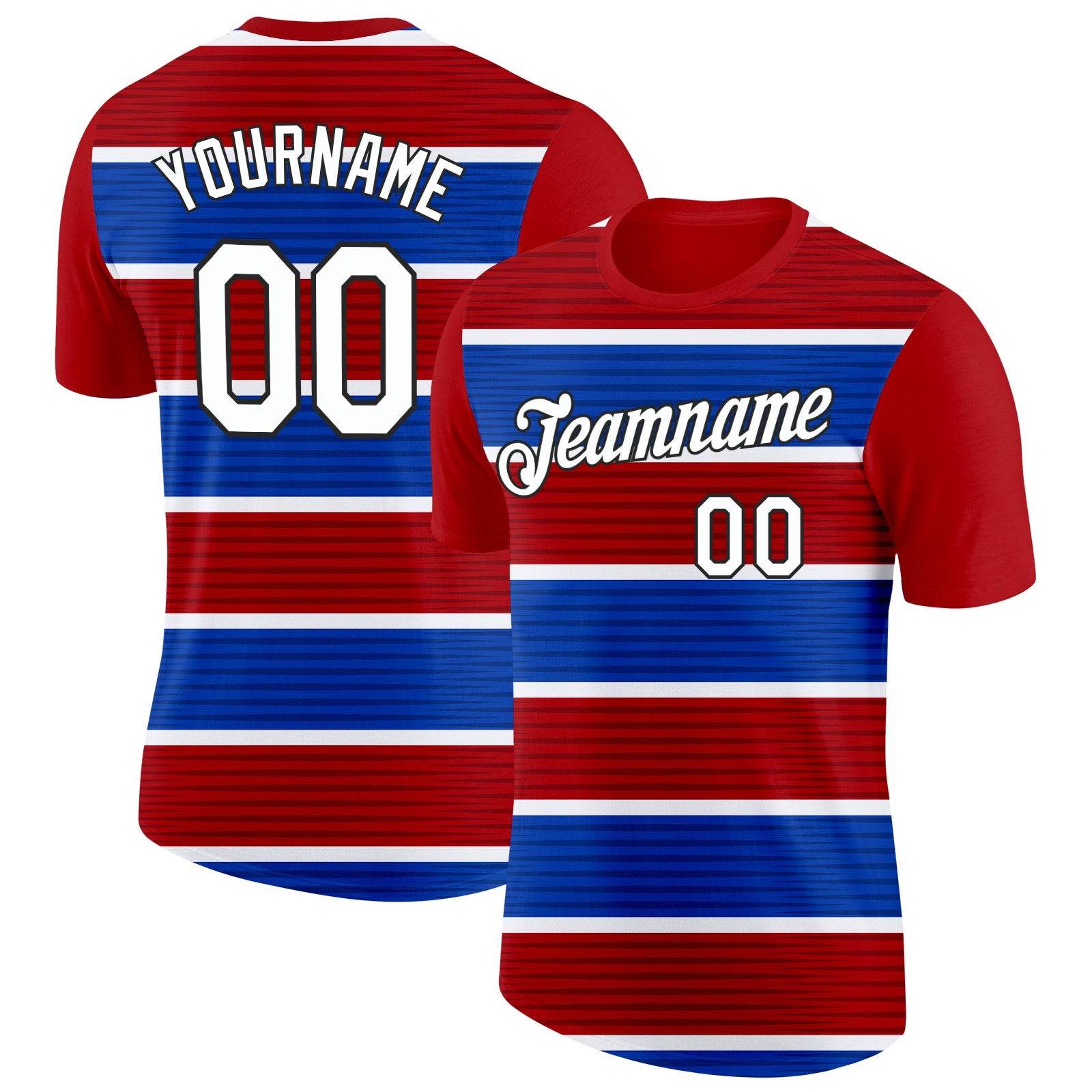 Custom Red White Blue-Black Netherlands Line Splash Performance T-Shirt