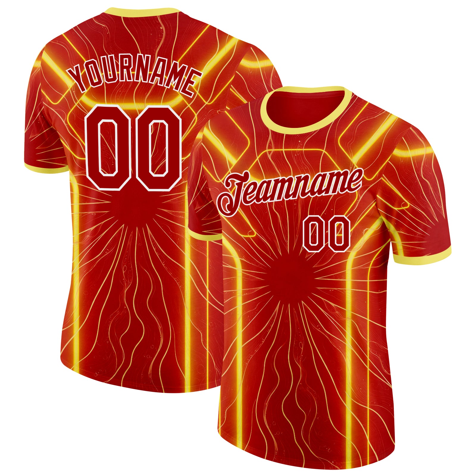 Custom Red White-Yellow North Macedonia Performance T-Shirt