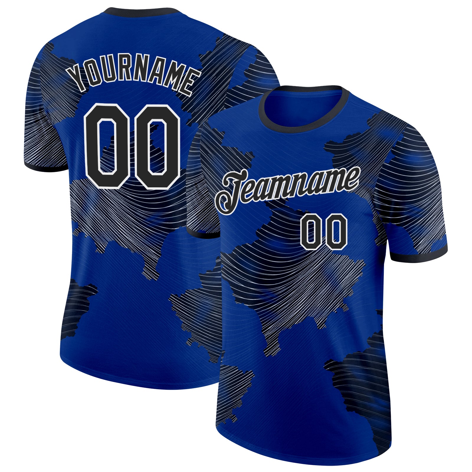 Custom Royal Black-White Kosovo Performance T-Shirt